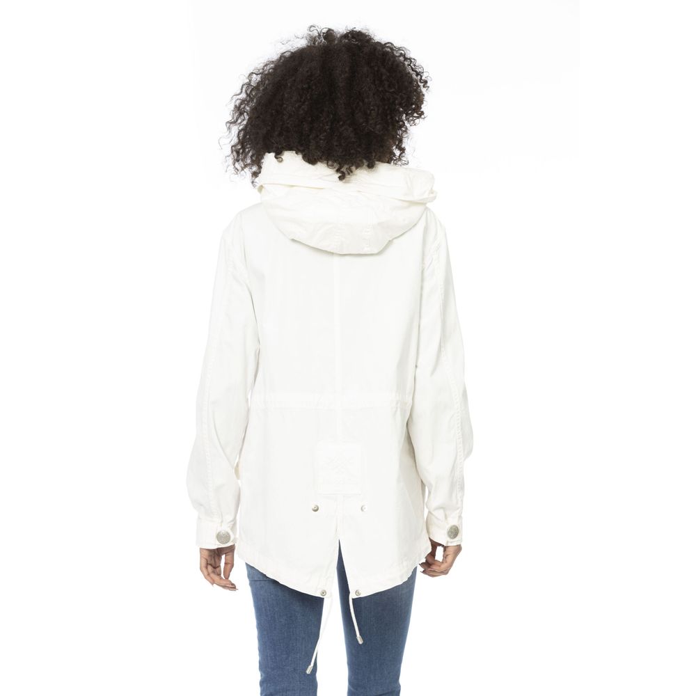 White Cotton Women Parka - ventzia