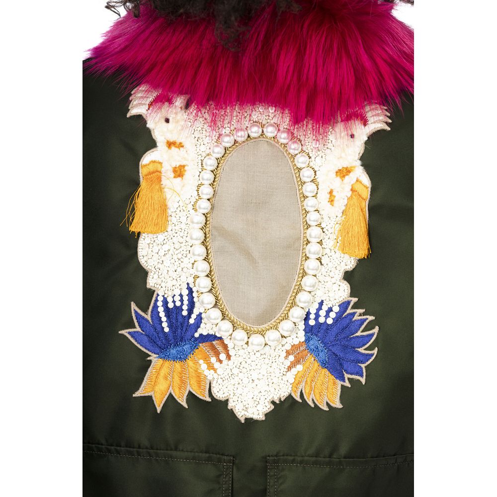 Green Polyamide Women Bomber Jacket - ventzia