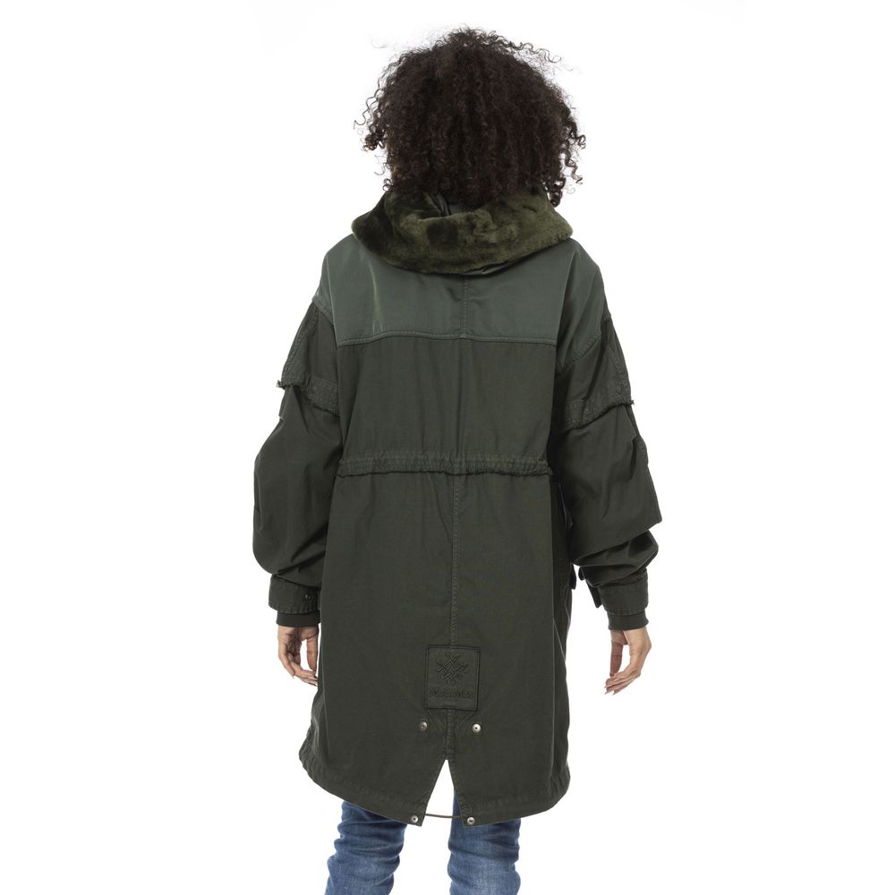 Green Cotton Women Parka - ventzia