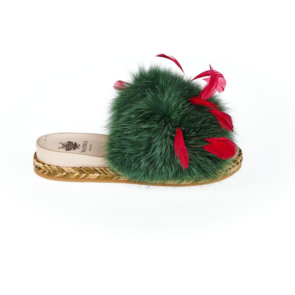 Green Lamb Leather Women Sandal - ventzia