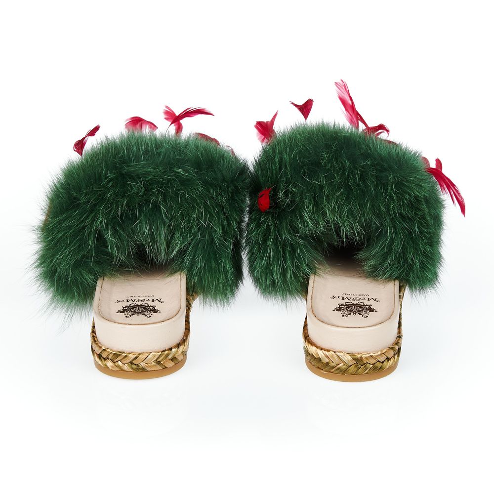 Green Lamb Leather Women Sandal - ventzia