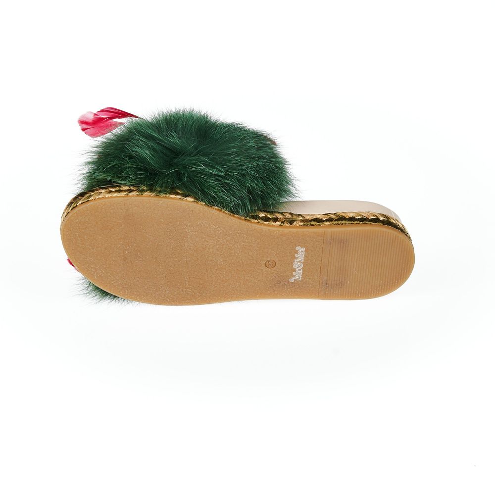 Green Lamb Leather Women Sandal - ventzia