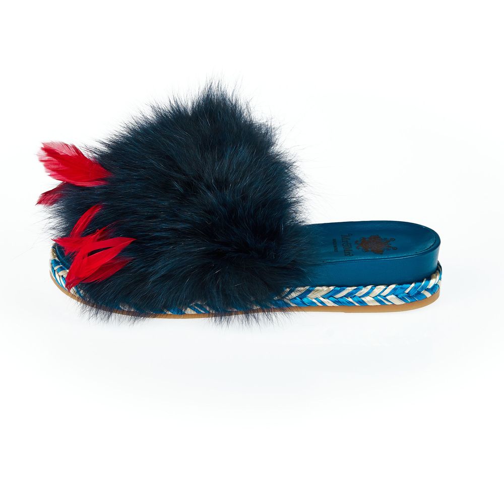Blue Lamb Leather Women Sandal - ventzia