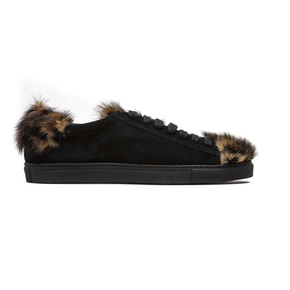 Black Leather Women Sneaker - ventzia