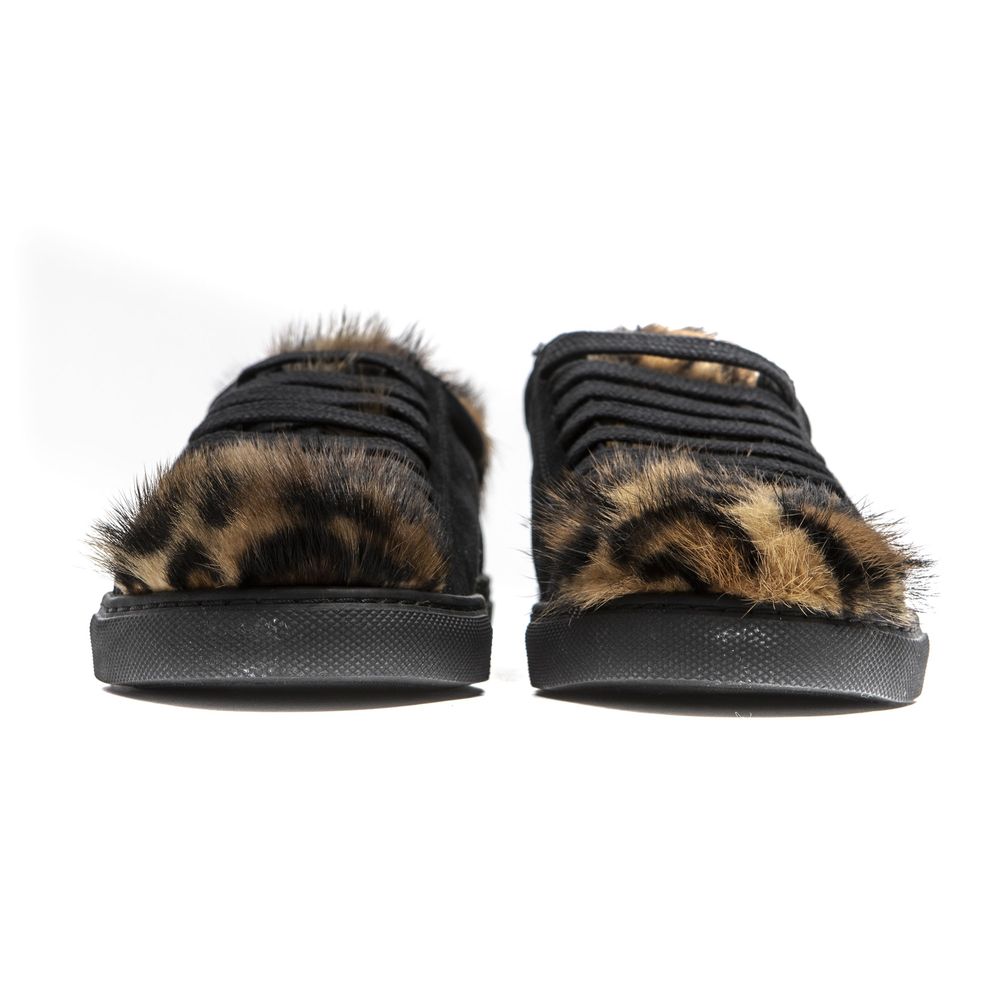 Black Leather Women Sneaker - ventzia