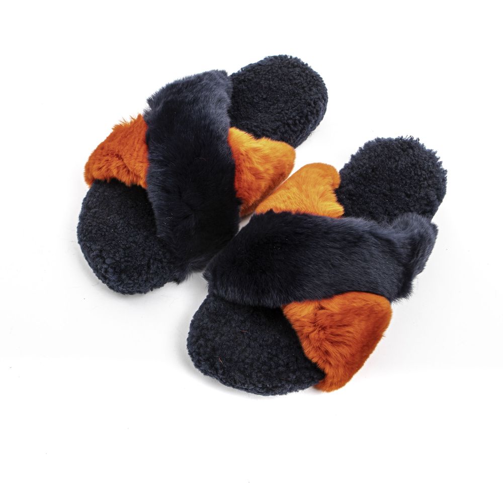 Blue Rabbit Fur Women Sandal - ventzia