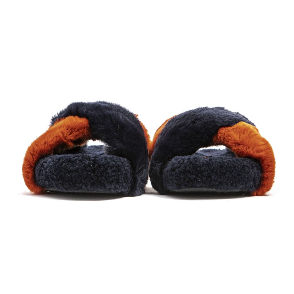 Blue Rabbit Fur Women Sandal - ventzia