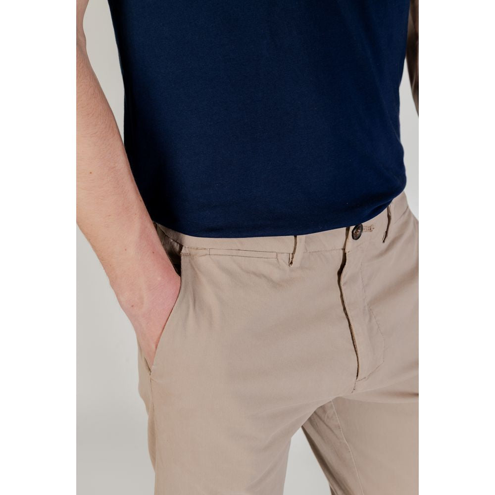 Beige Cotton Skinny Pant - ventzia