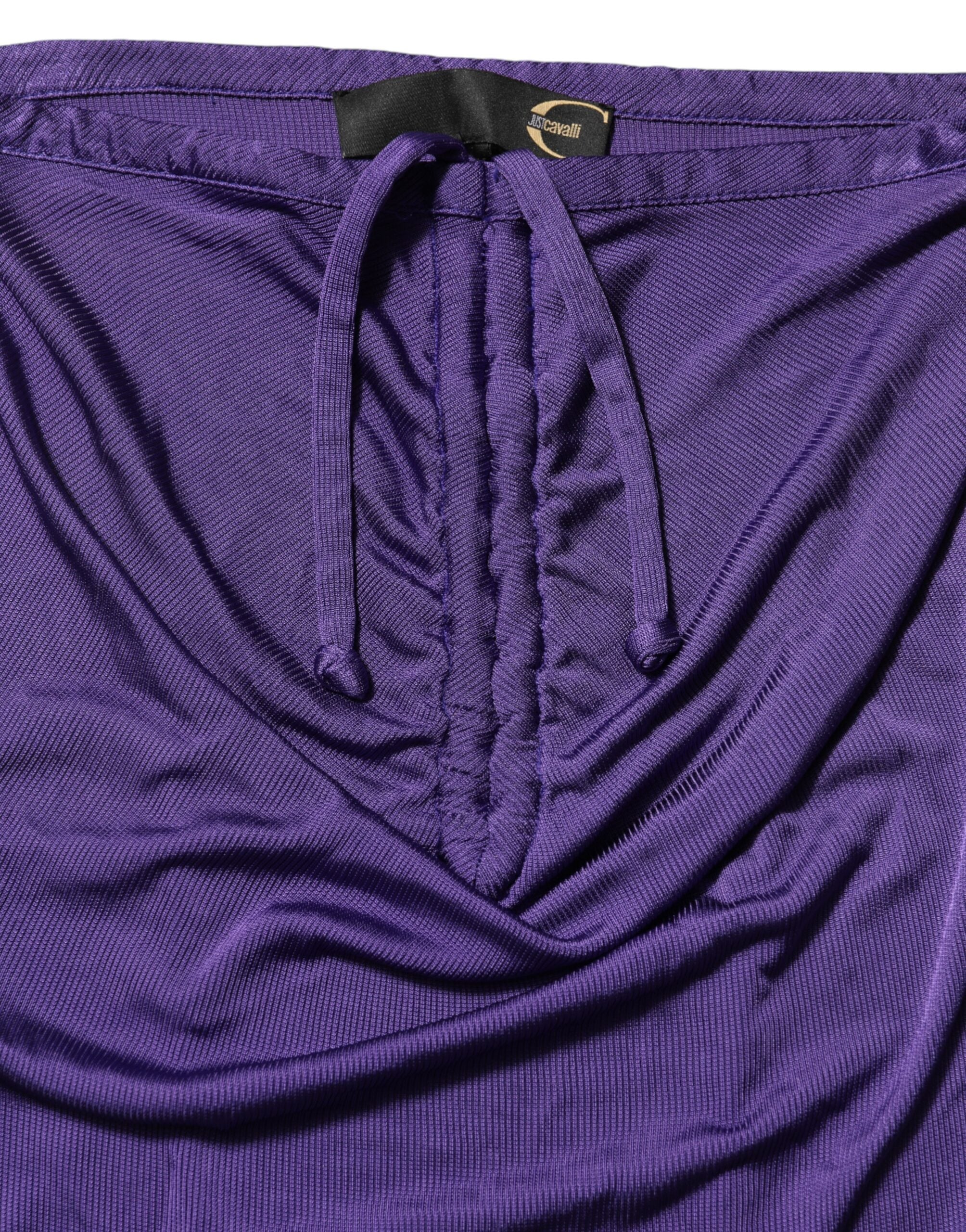 Purple Viscose Elastane Strapless Bodycon Dress