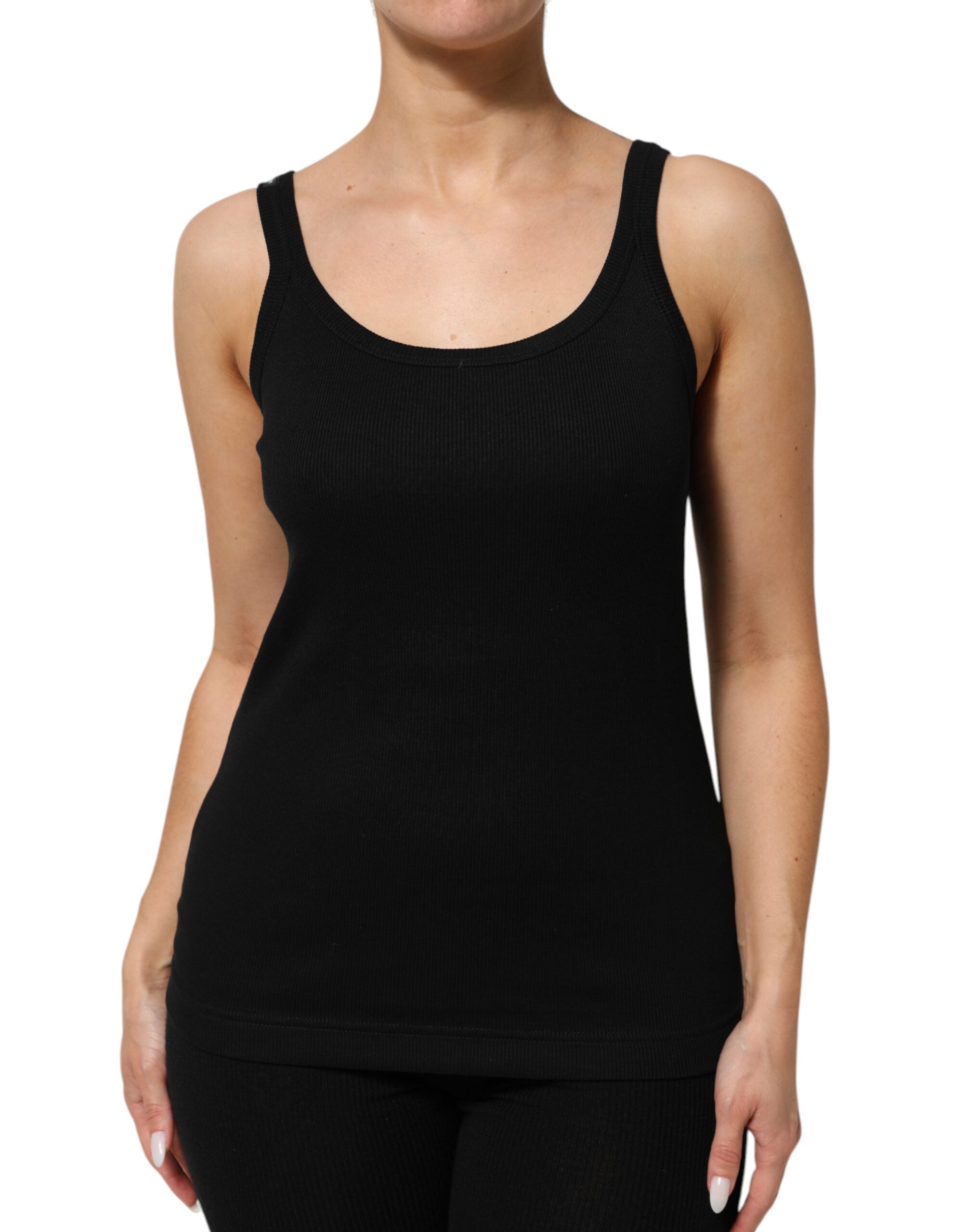 Black Cotton Sleeveless Women Tank Top - ventzia