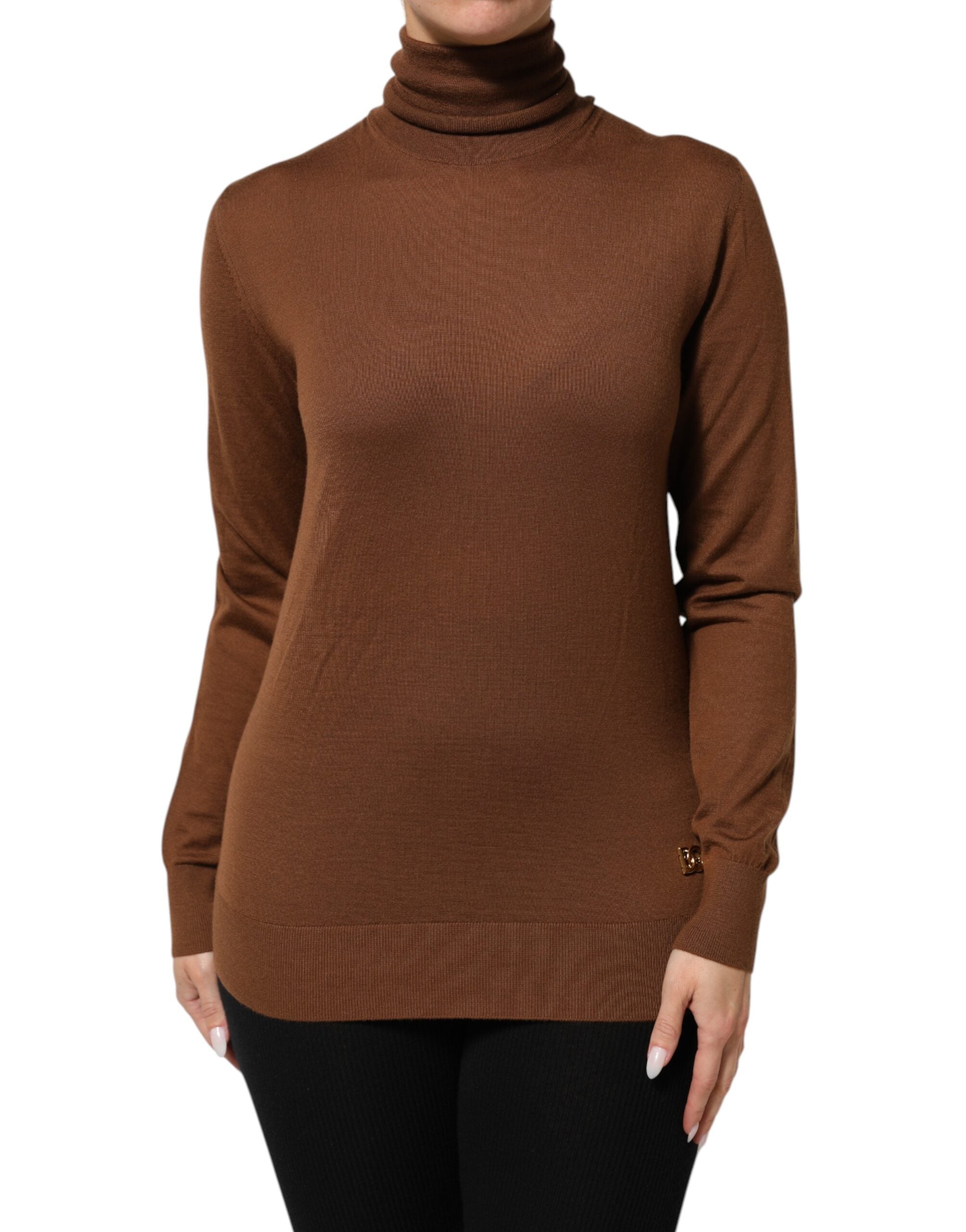 Brown Cashmere Turtle Neck Pullover Sweater - ventzia