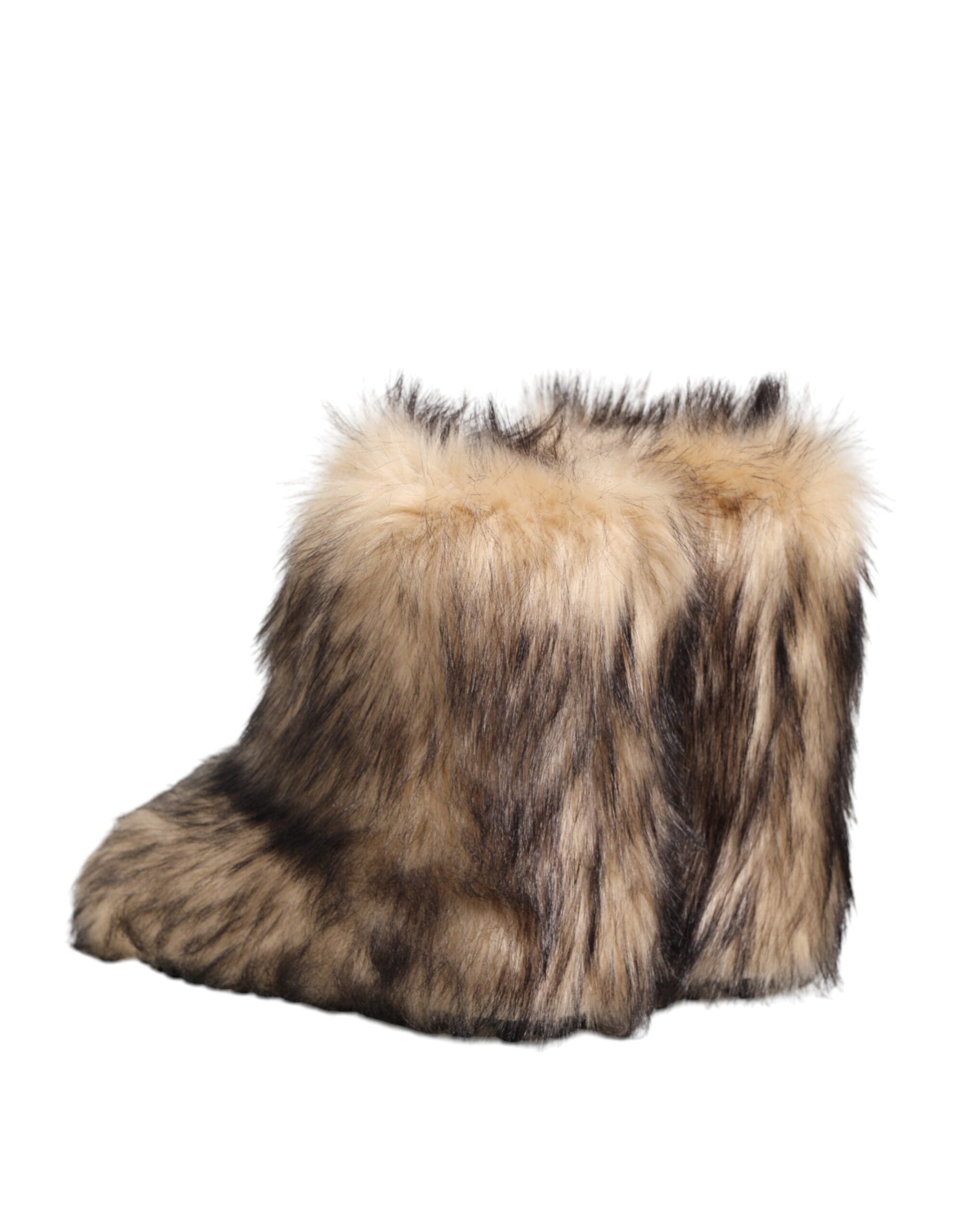 Brown Faux Skim Ski Fur Men Short Boots Shoes - ventzia