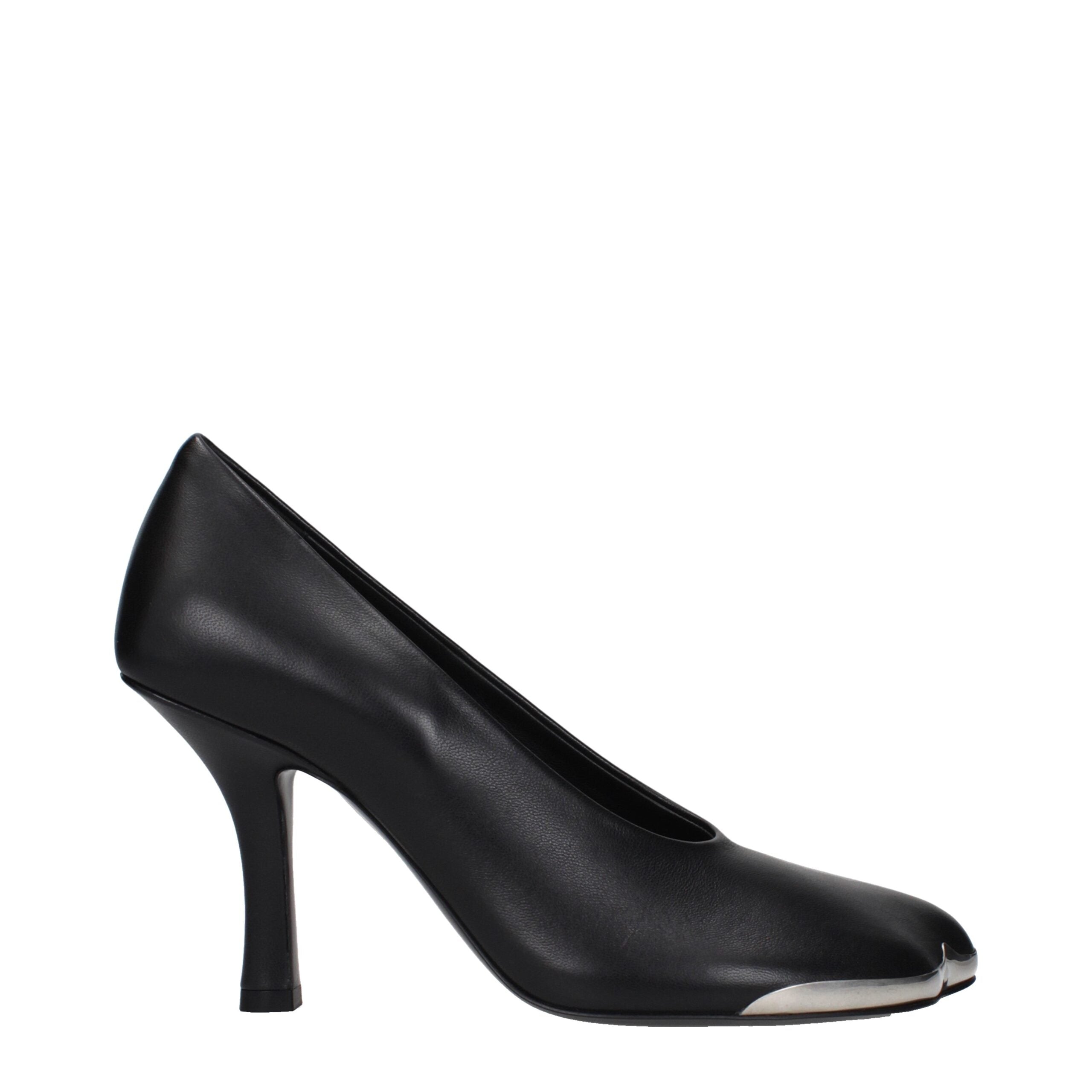 Black Leather High Heel Pumps - ventzia