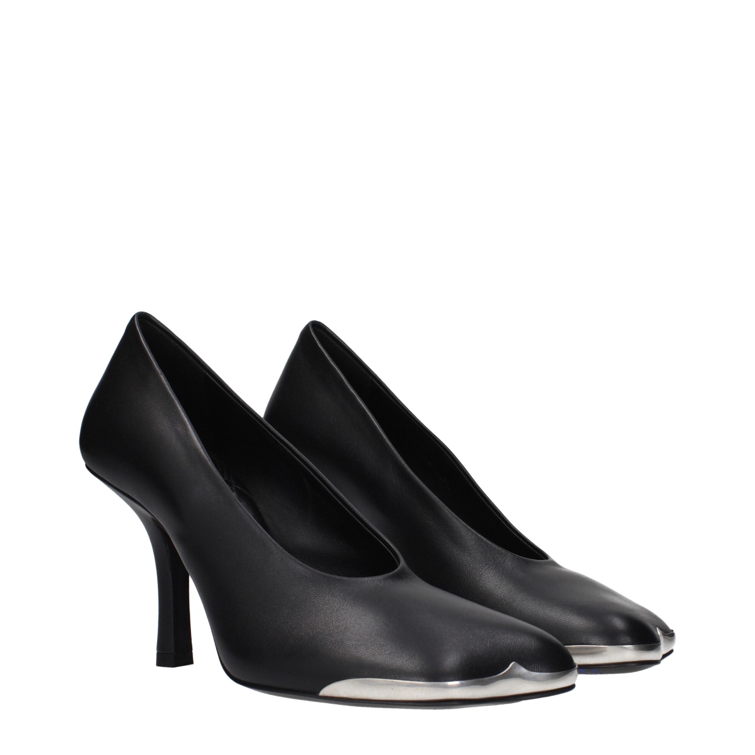 Black Leather High Heel Pumps - ventzia