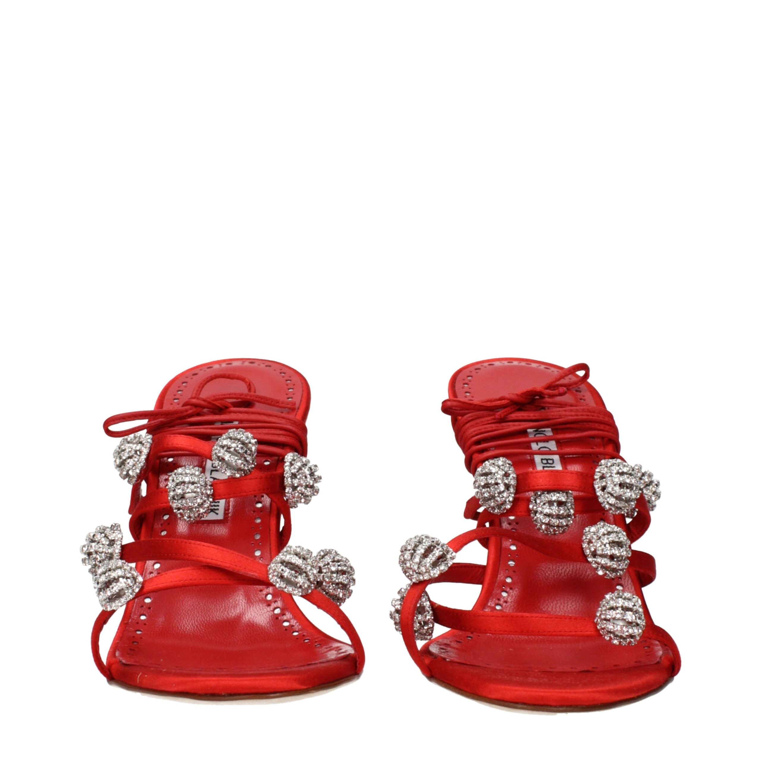 Red Satin Stiletto Heel Sandals - ventzia