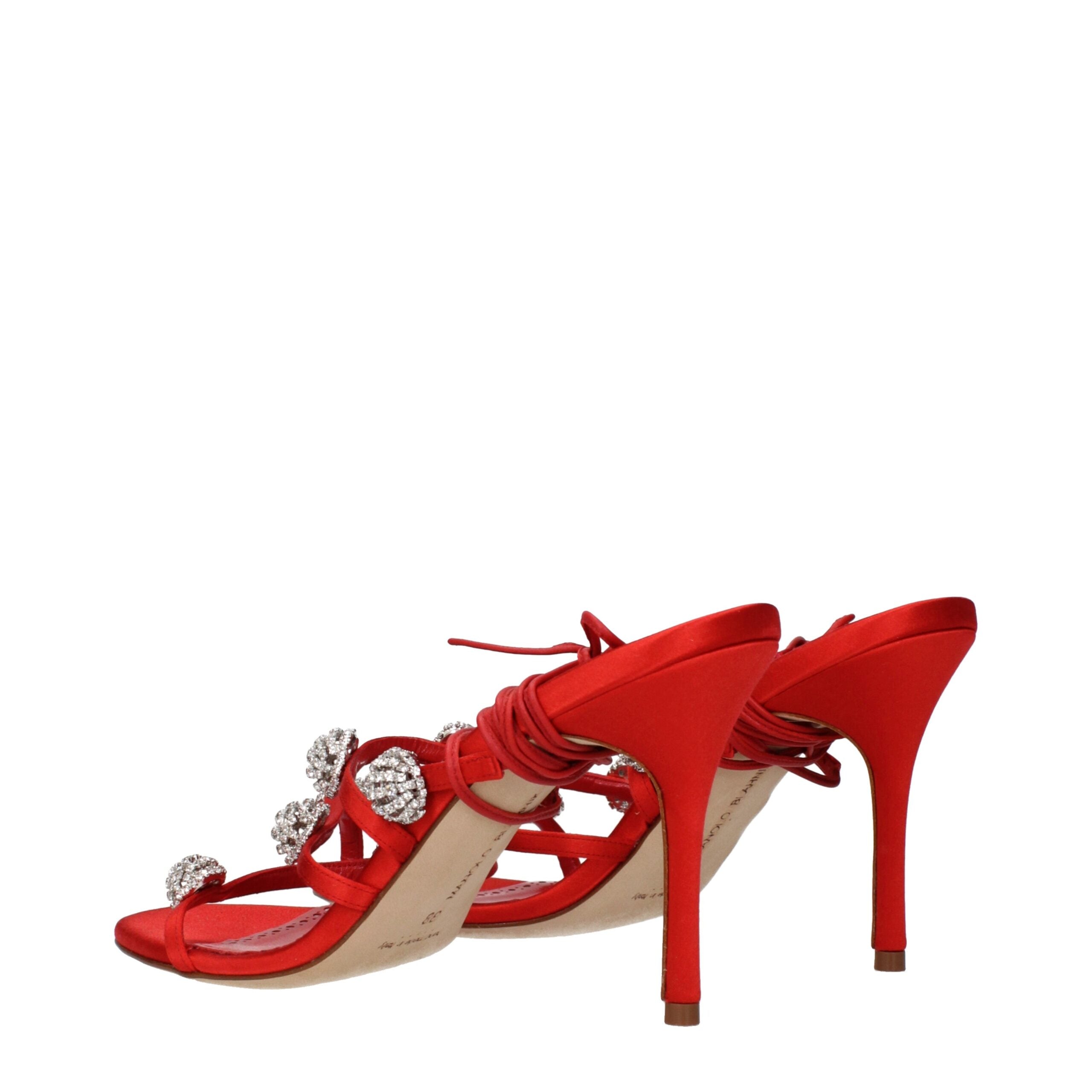 Red Satin Stiletto Heel Sandals - ventzia