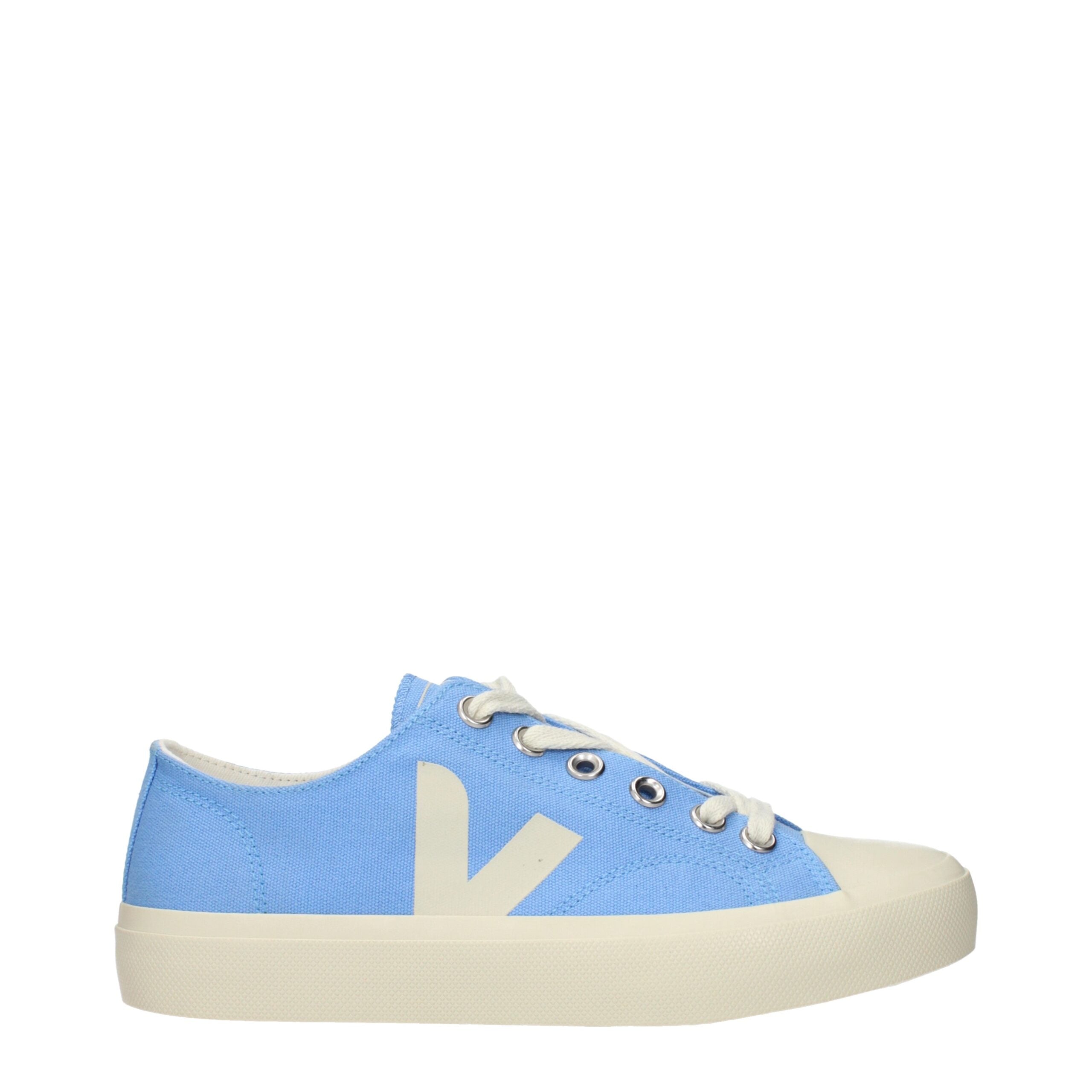 Light Blue Fabric Low Top Sneakers - ventzia