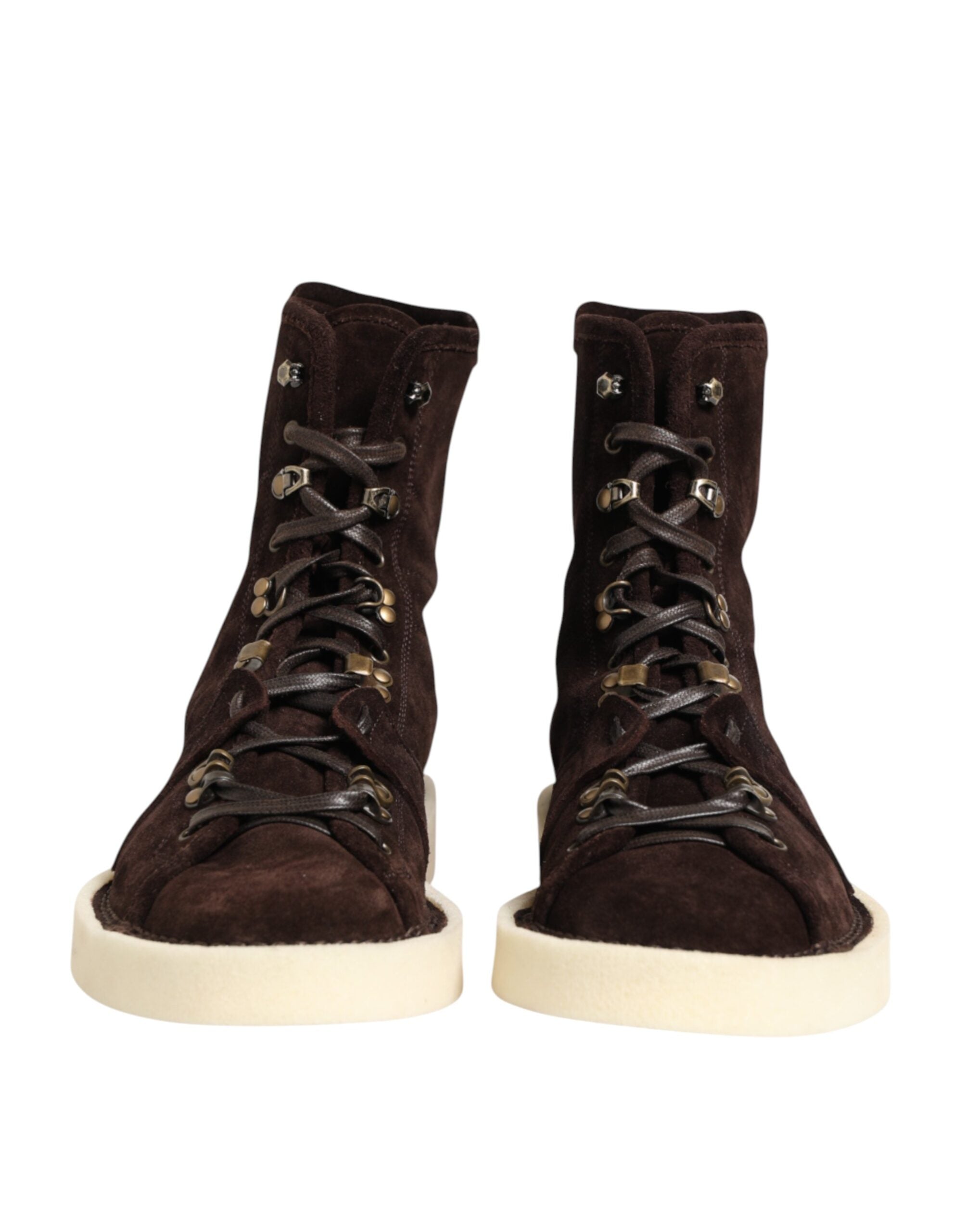 Brown Suede Lace Up Ankle Short Boots Shoes - ventzia