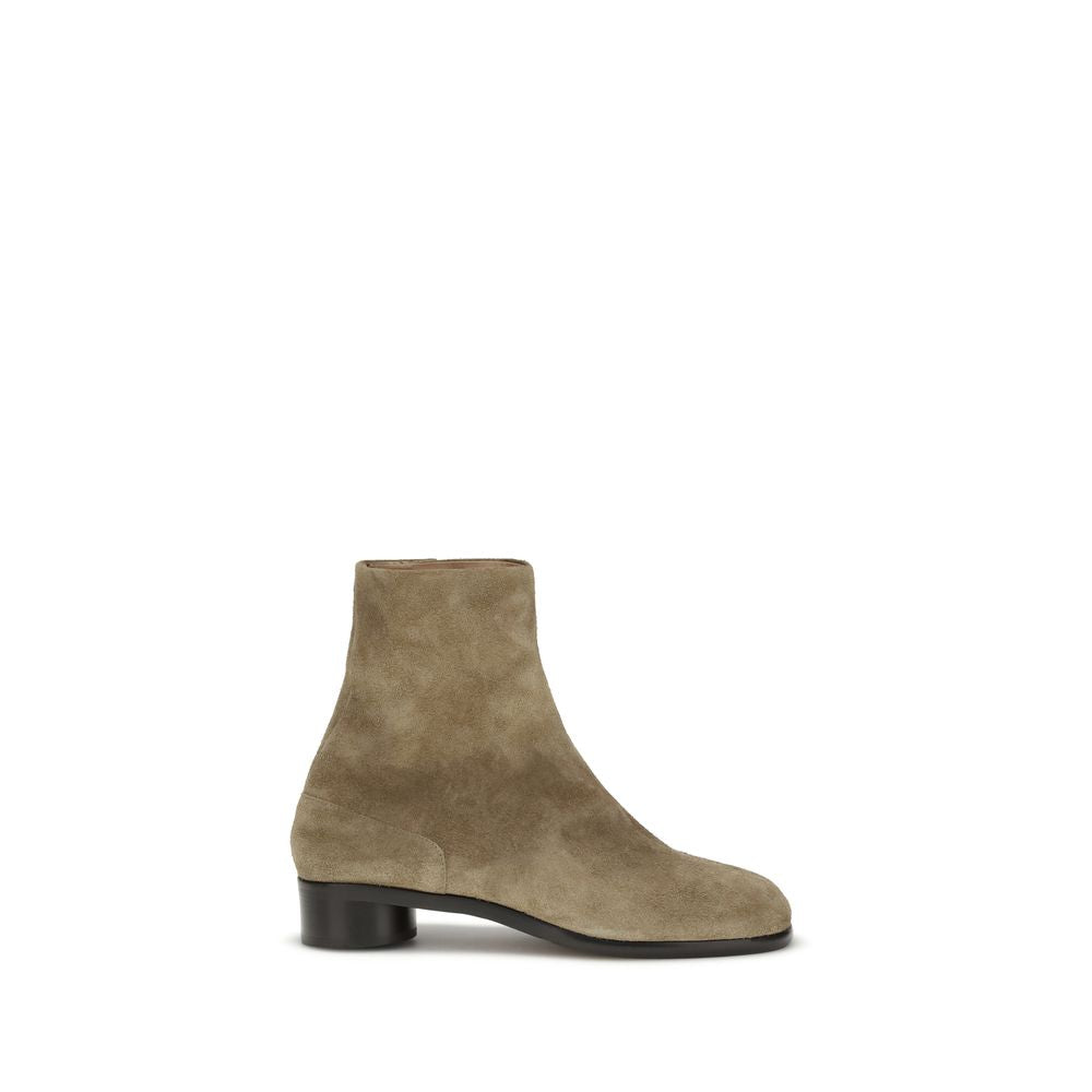 Beige Leather Ankle Boots