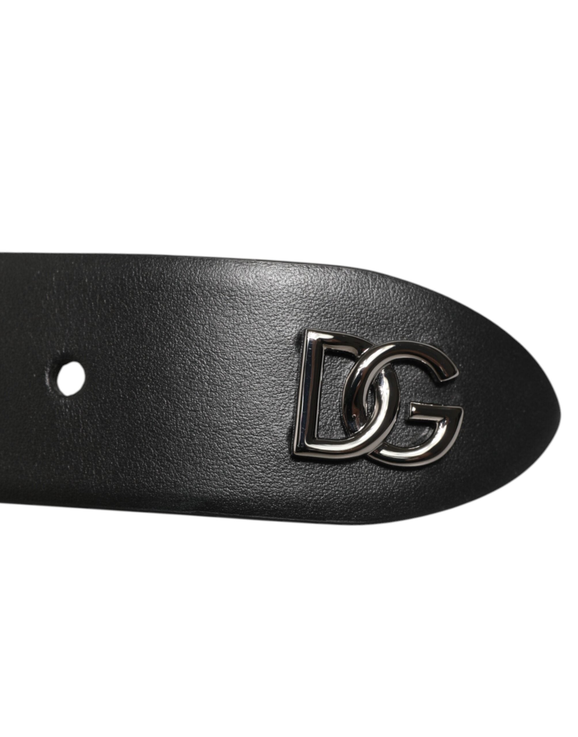 Black Calf Leather Studded Silver Buckle Belt - ventzia