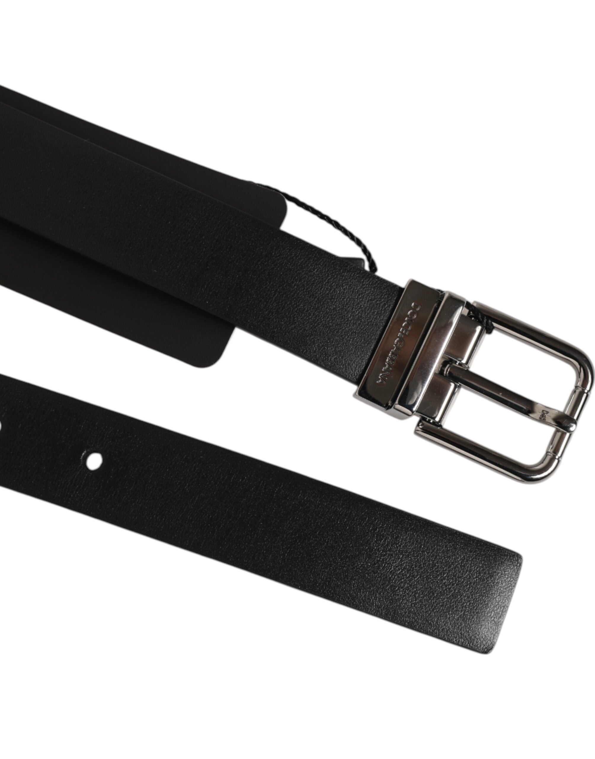 Black Leather Studded Silver-Tone Buckle Belt - ventzia