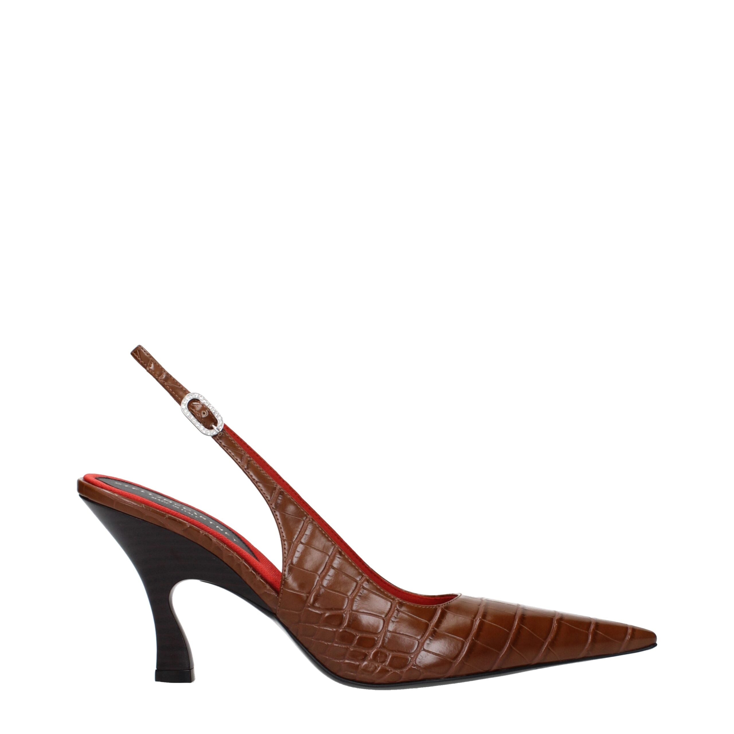 Brown Leather High Heel Pumps - ventzia