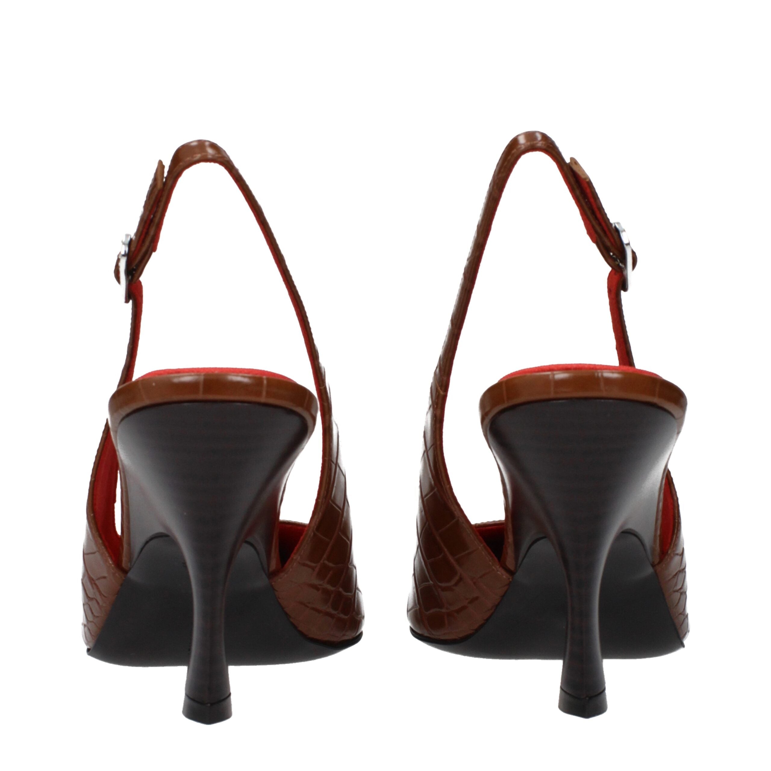 Brown Leather High Heel Pumps - ventzia