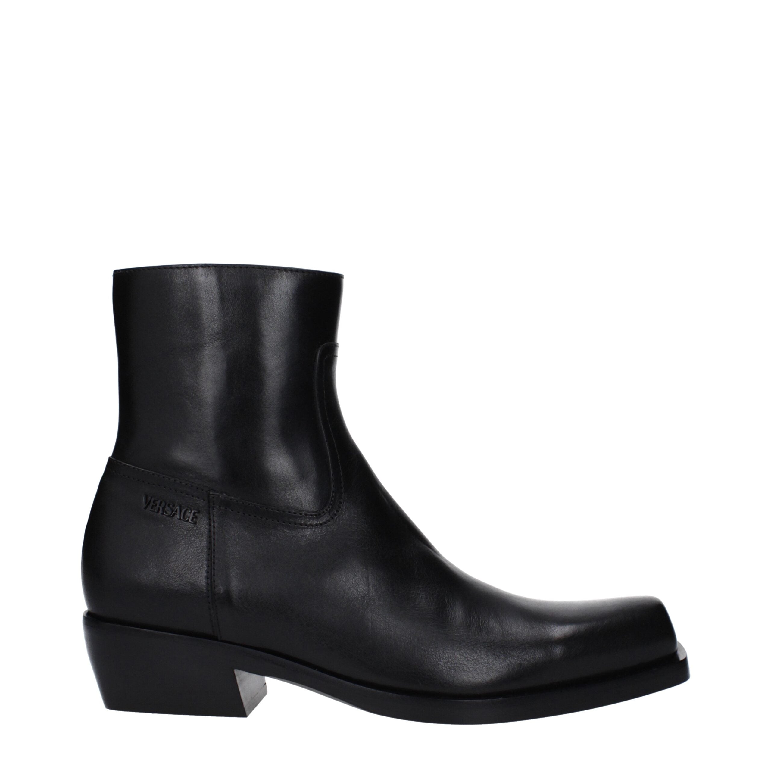 Black Leather Ankle Boots - ventzia