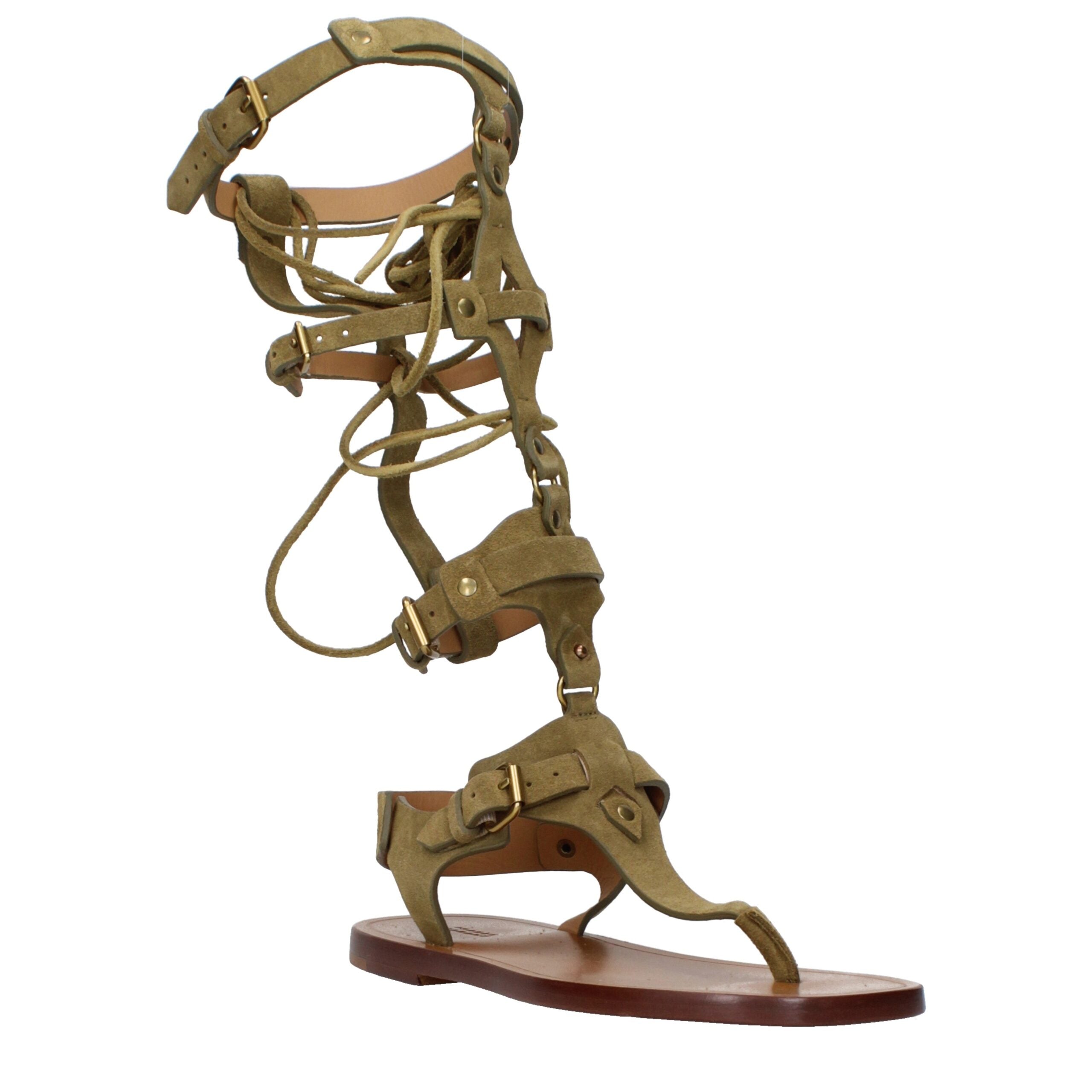 Gray Leather Flip-Flop Sandals