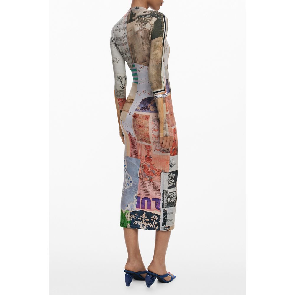 Beige Elastane Dress