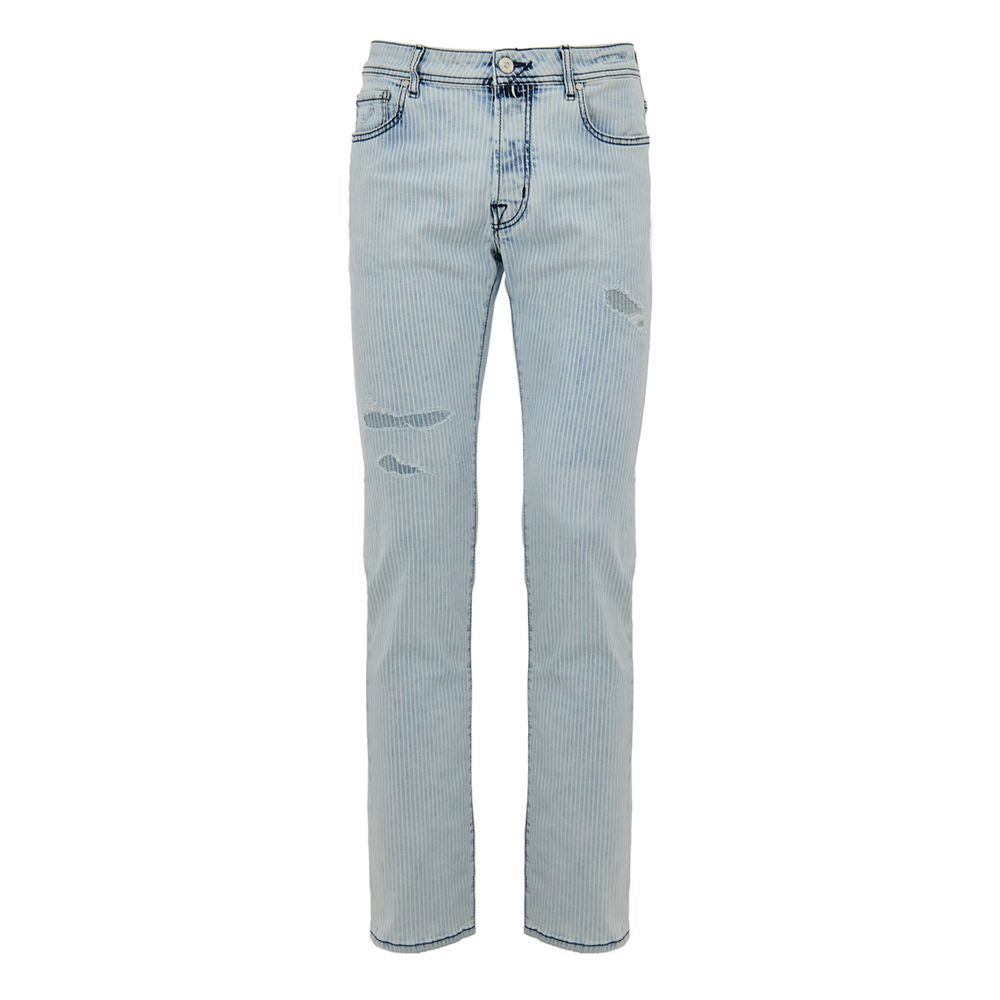 Blue Cotton Skinny Jeans - ventzia