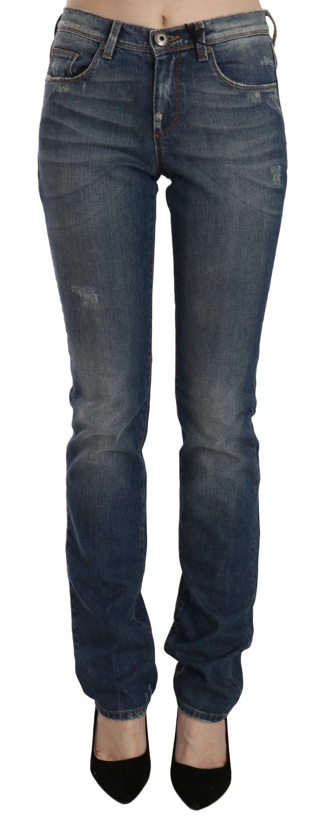 Blue Washed Boot Cut Casual Denim Pants Jeans