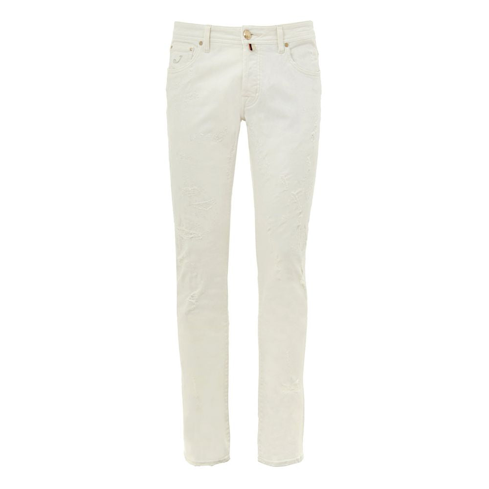White Cotton Skinny Jeans - ventzia