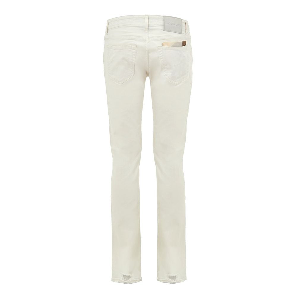 White Cotton Skinny Jeans - ventzia