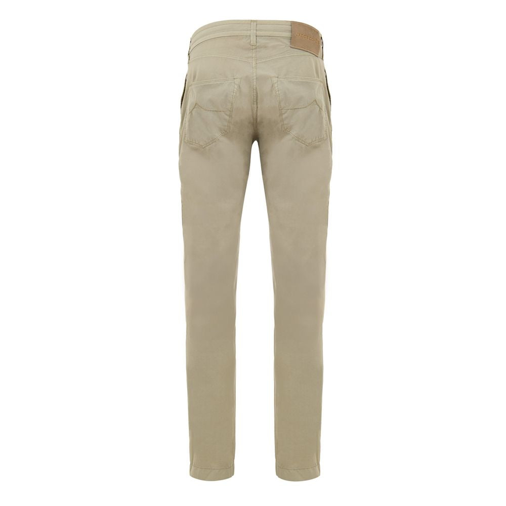 Beige Cotton Casual Pants - ventzia