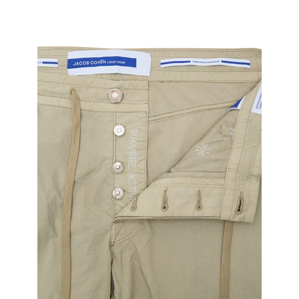 Beige Cotton Casual Pants - ventzia