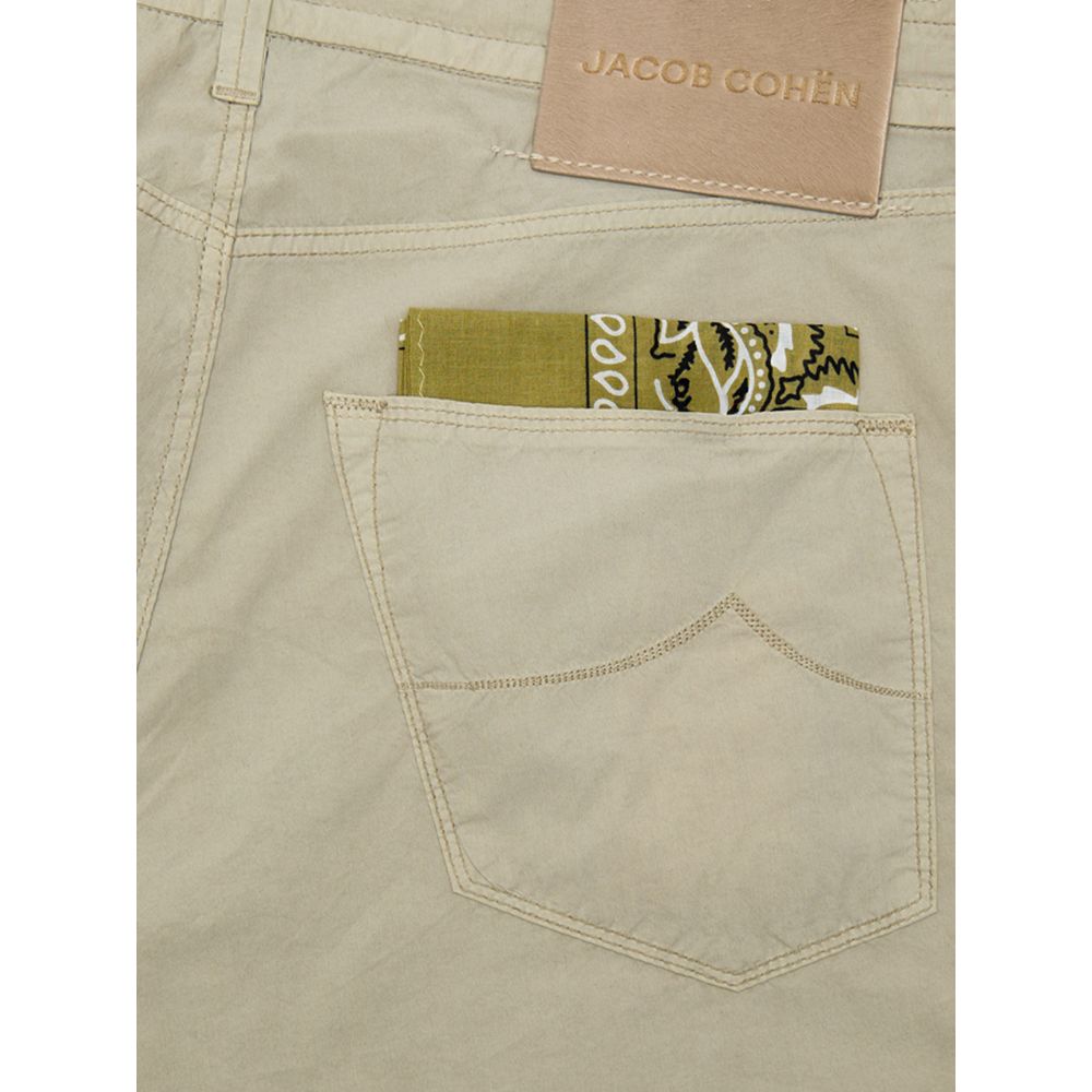 Beige Cotton Casual Pants - ventzia