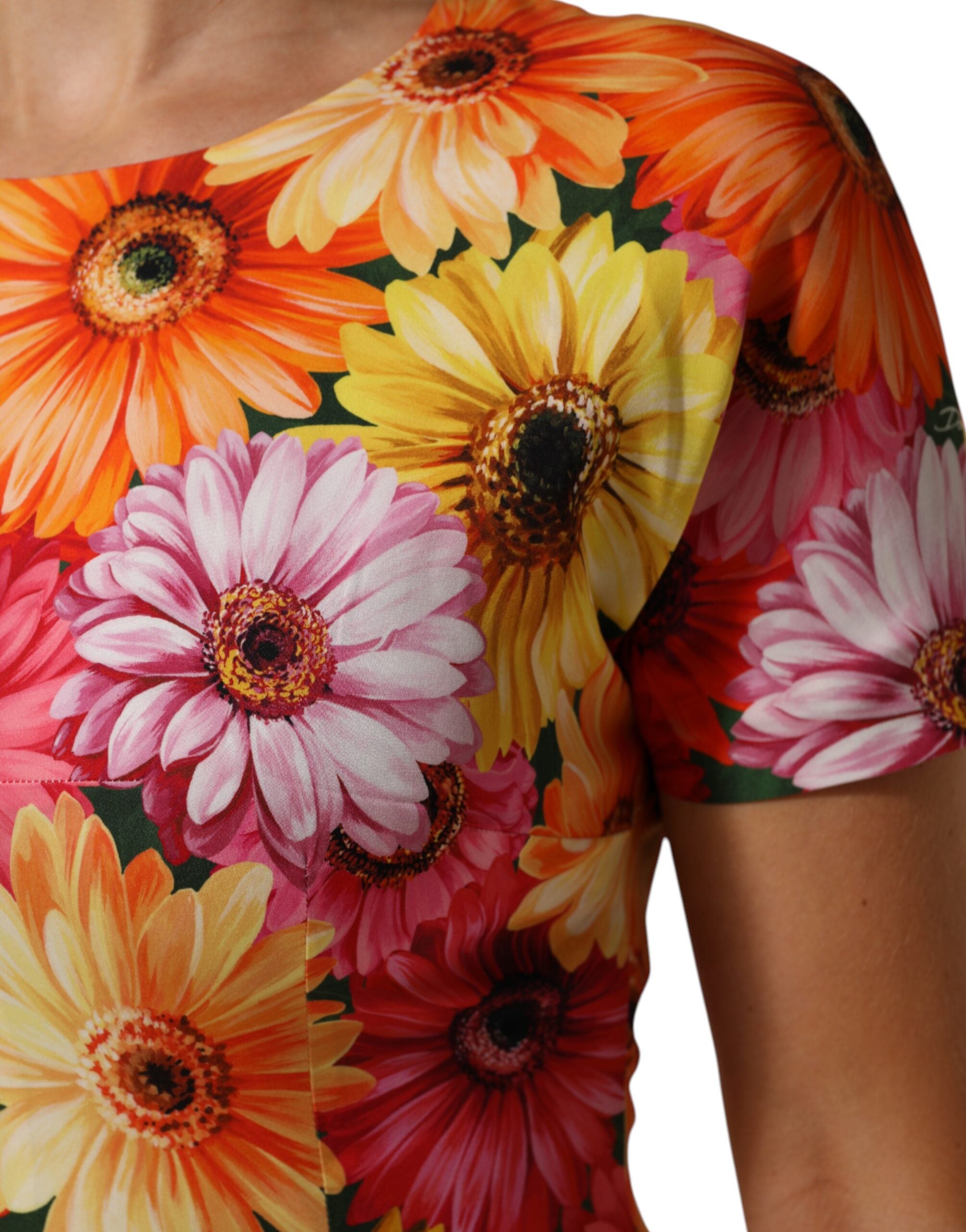 Multicolor Floral Print SilkSheath Midi Dress - ventzia