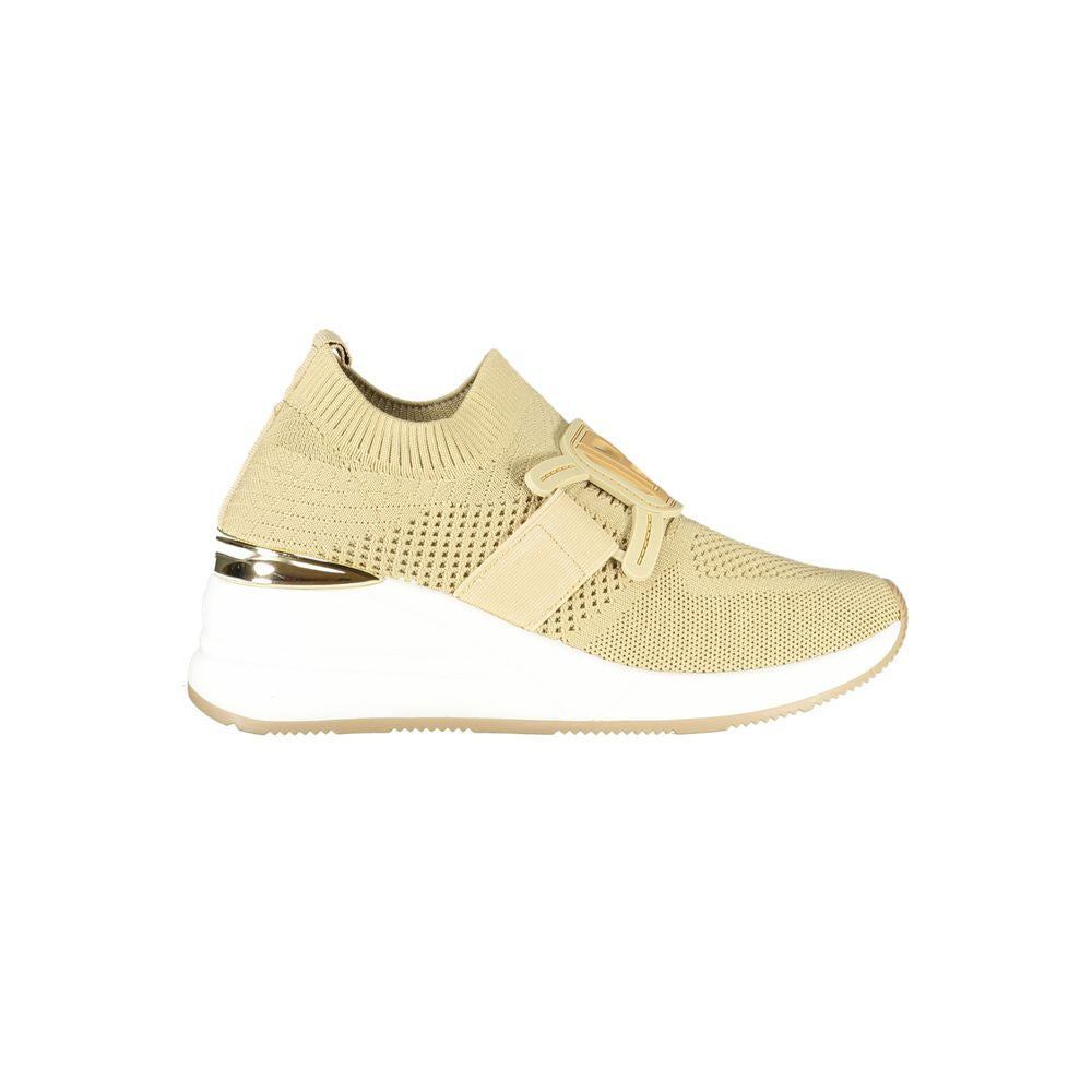 Beige Polyurethane Women Sneaker - ventzia