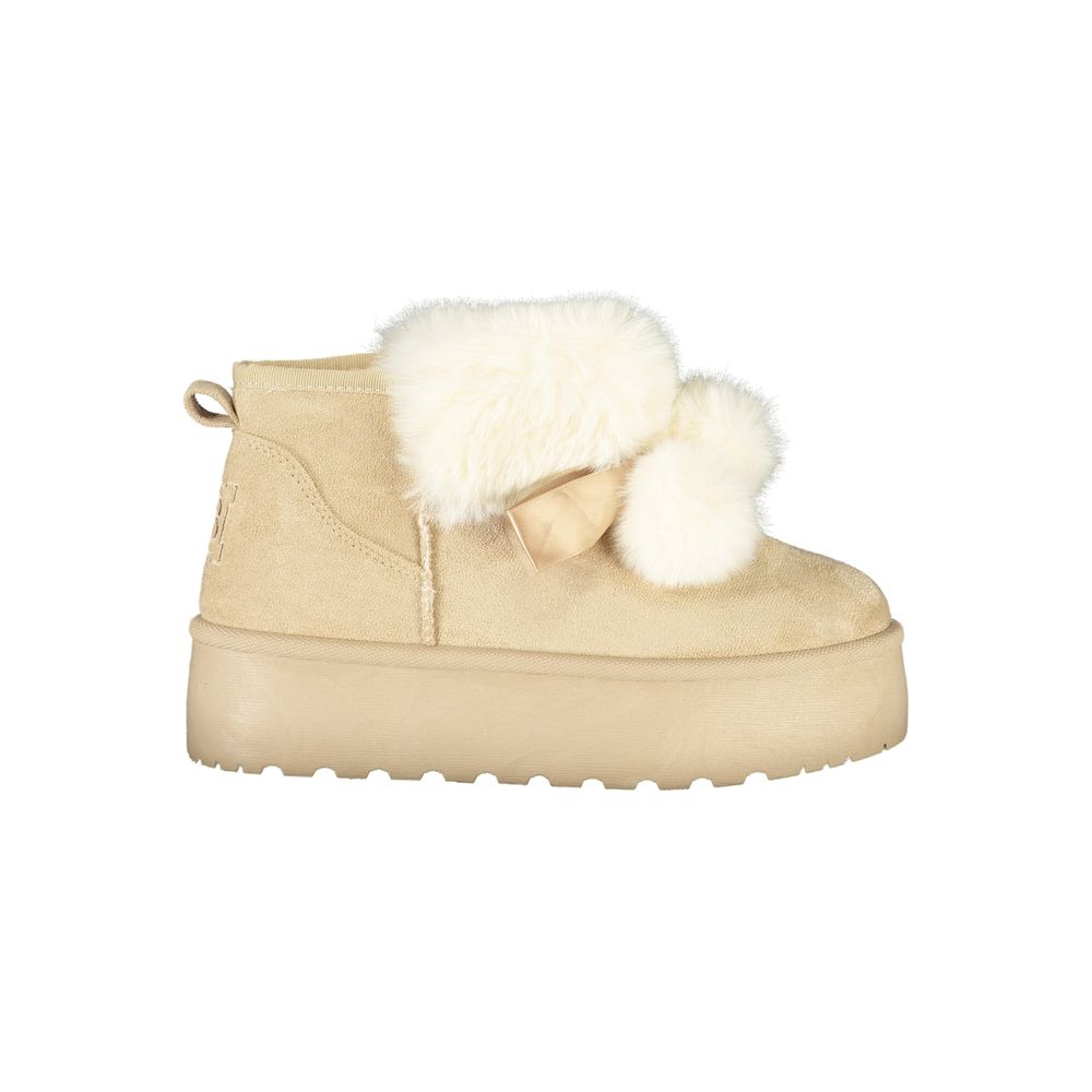 Beige Polyester Women Ankle Boot - ventzia