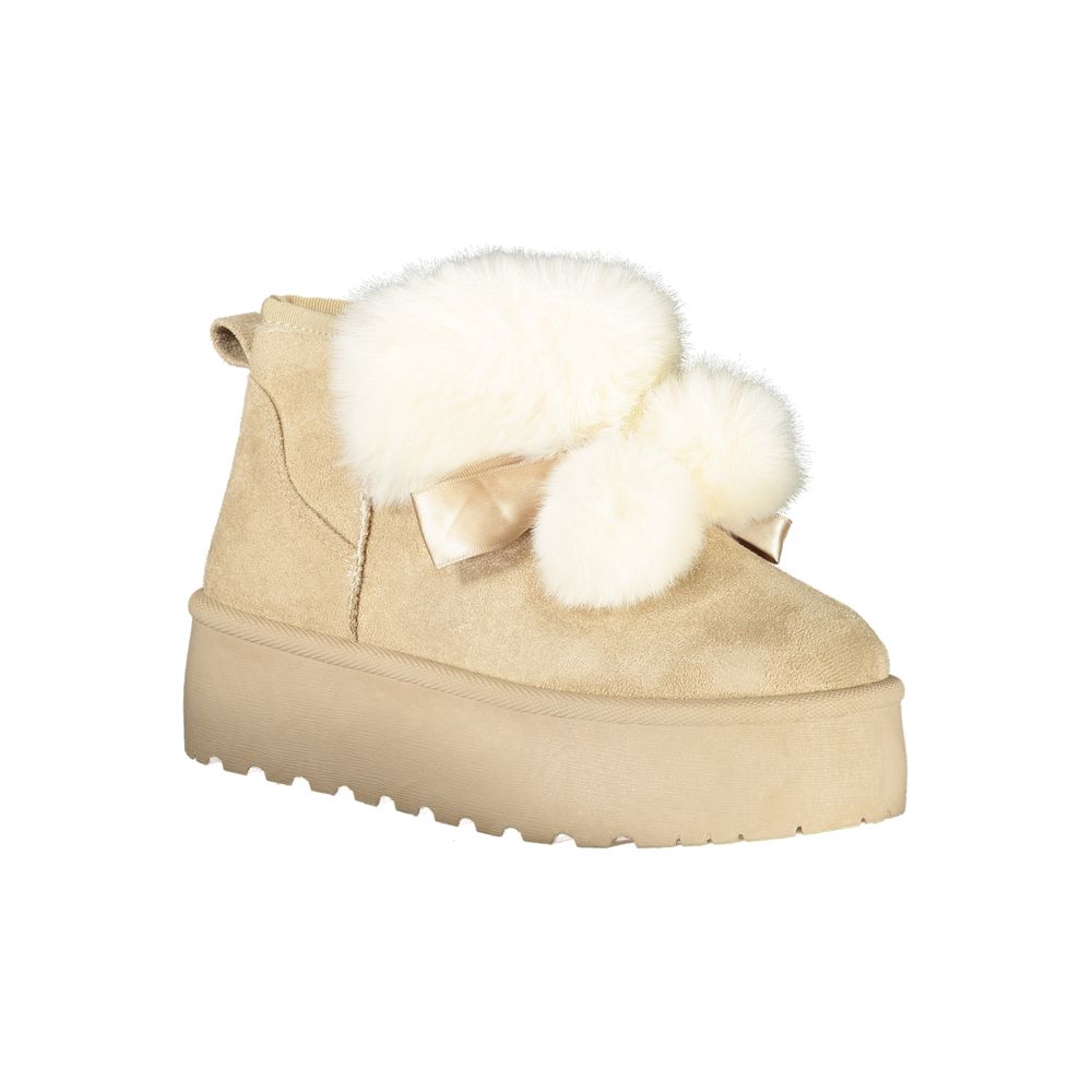 Beige Polyester Women Ankle Boot - ventzia