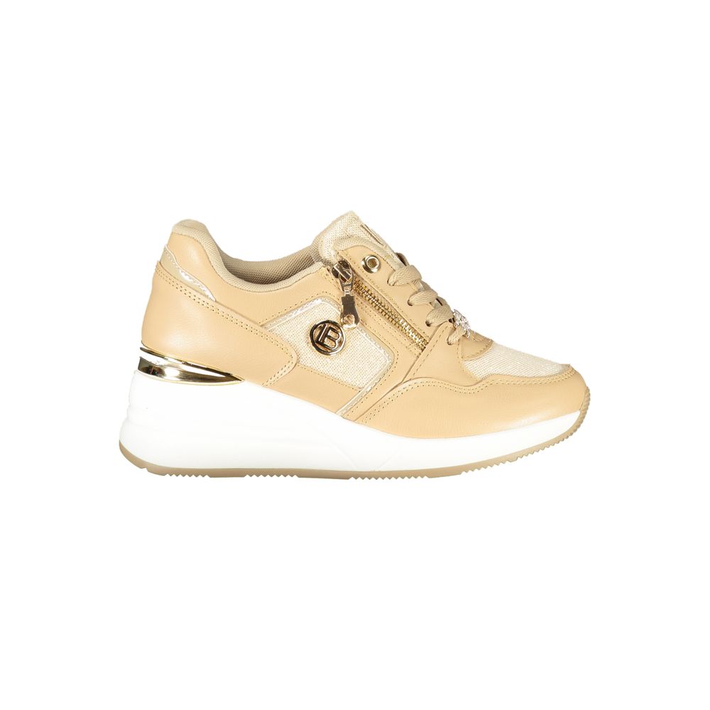 Beige Polyester Women Sneaker - ventzia