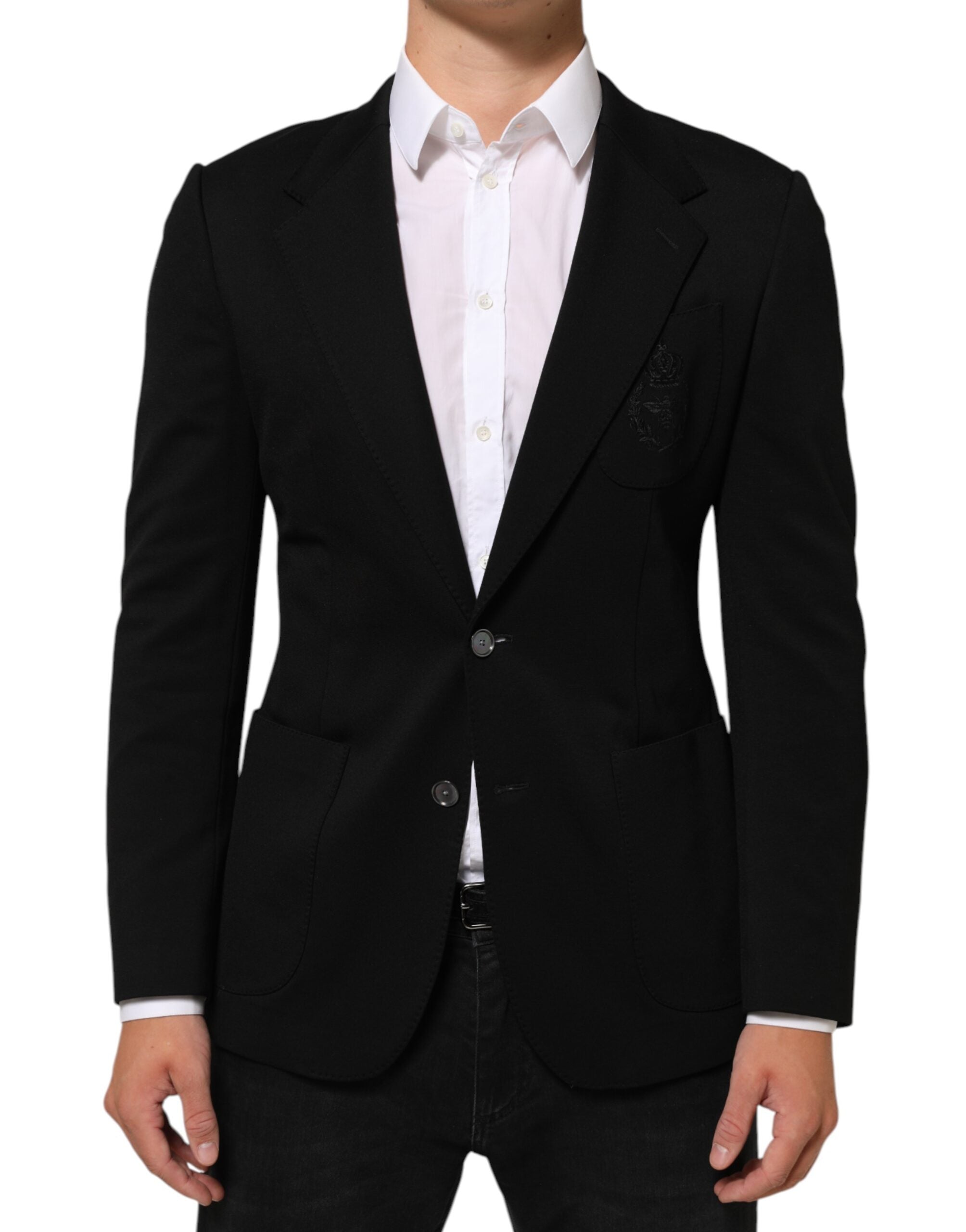 Black Viscose 2 Buttons Suit Jacket Blazer