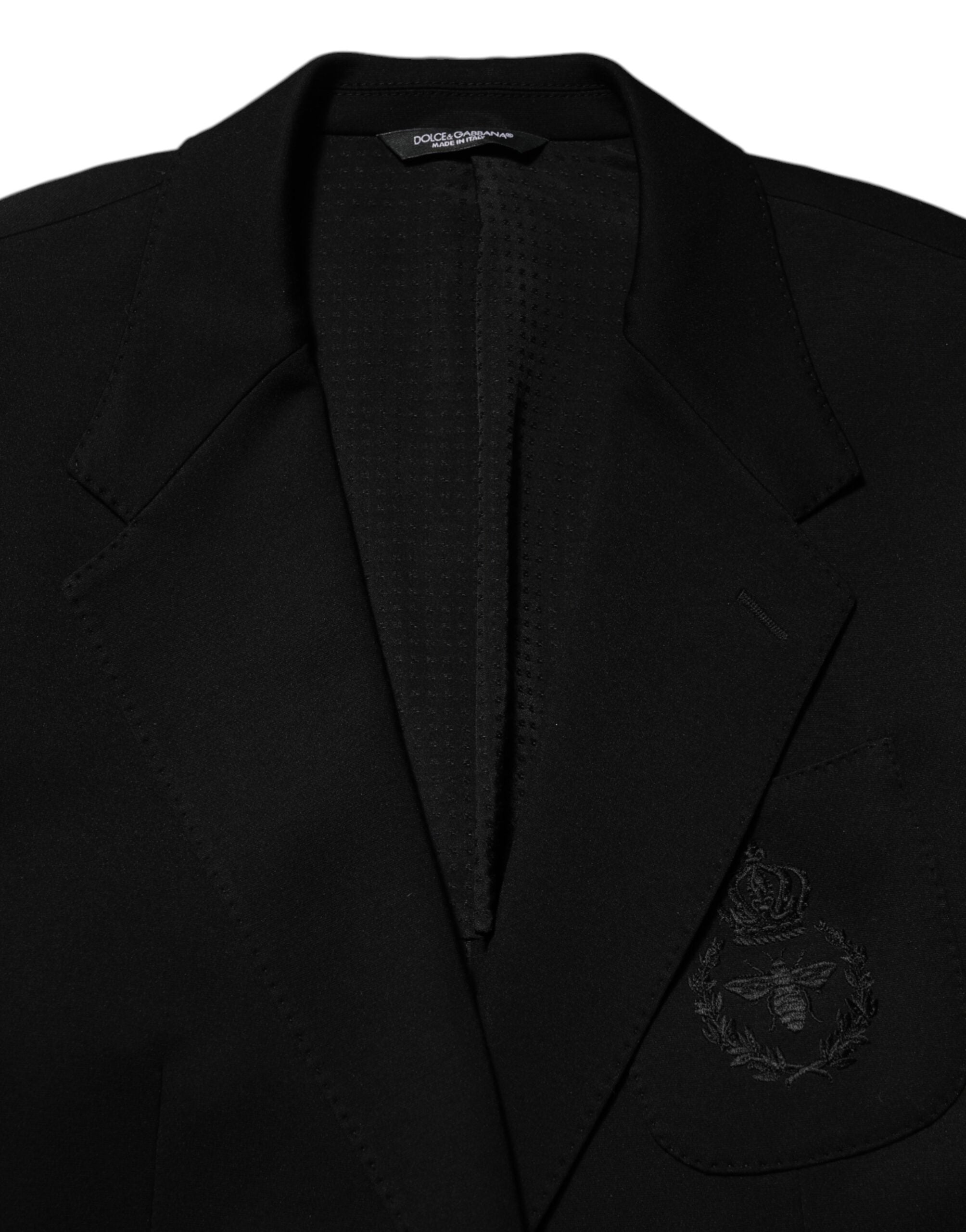 Black Viscose 2 Buttons Suit Jacket Blazer