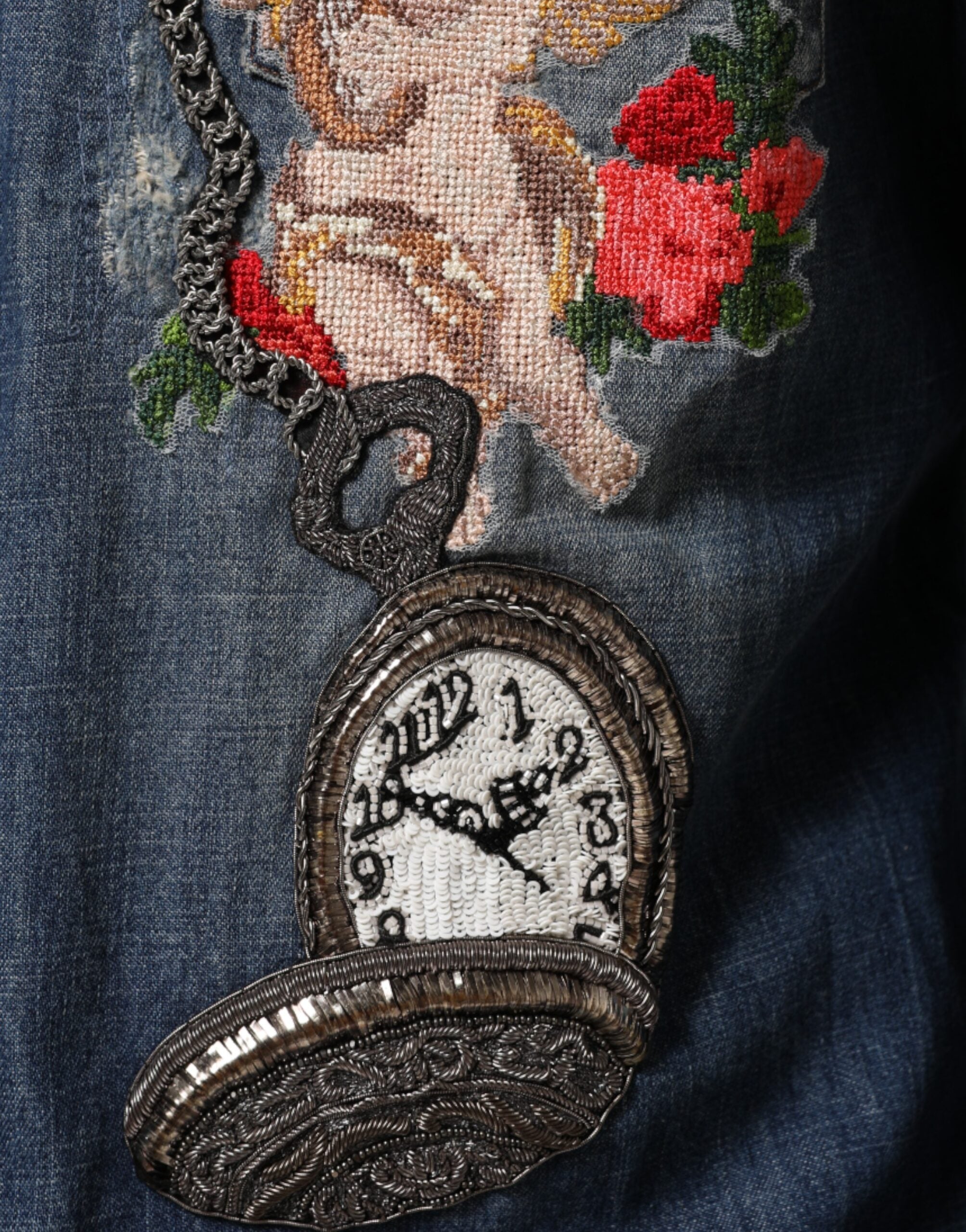 Blue Angel Patch Denim Buttoned Down Men Shirt