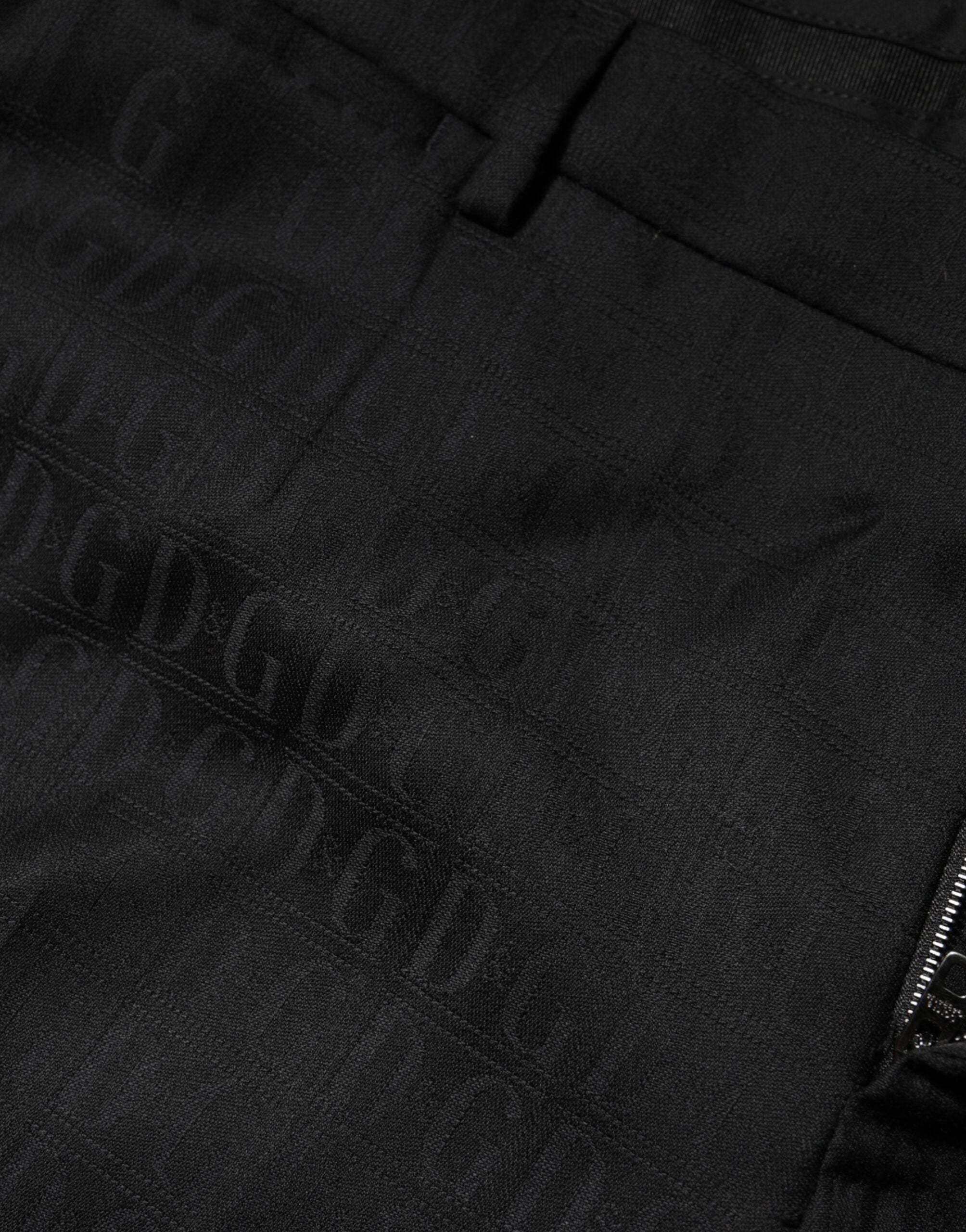 Black Wool Mid Waist Dress Men Trouser Pants
