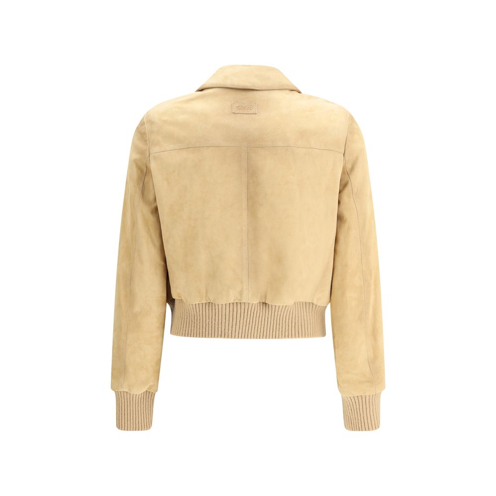 Beige Leather Jacket - ventzia