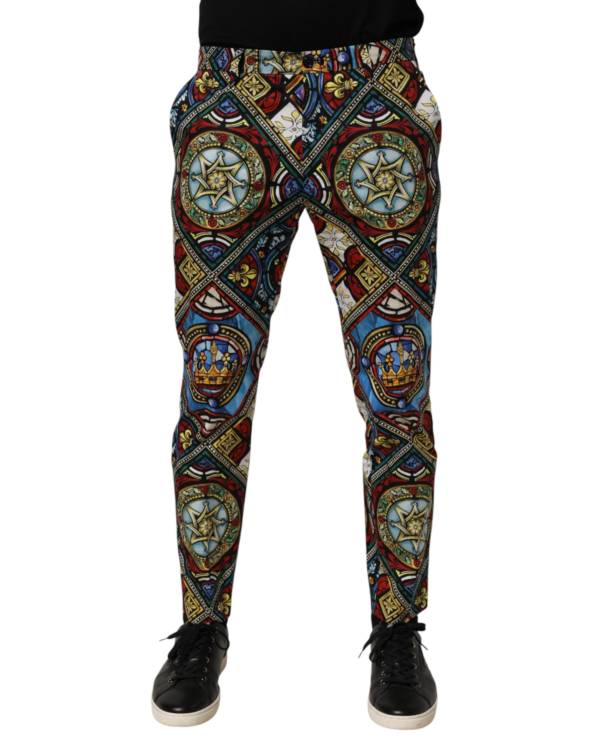 Multicolor Stained Glass Window Style Print Men Pants - ventzia