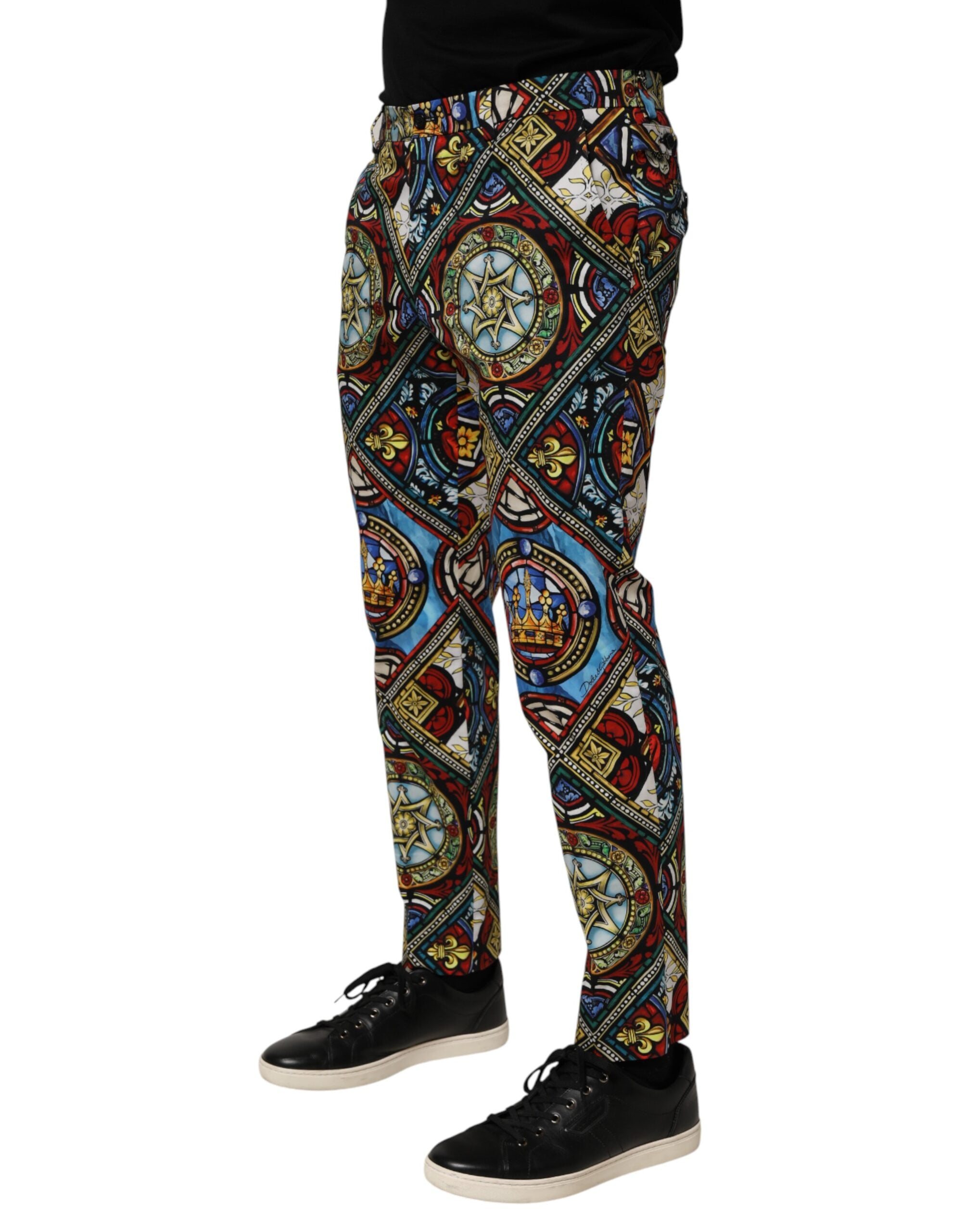 Multicolor Stained Glass Window Style Print Men Pants - ventzia