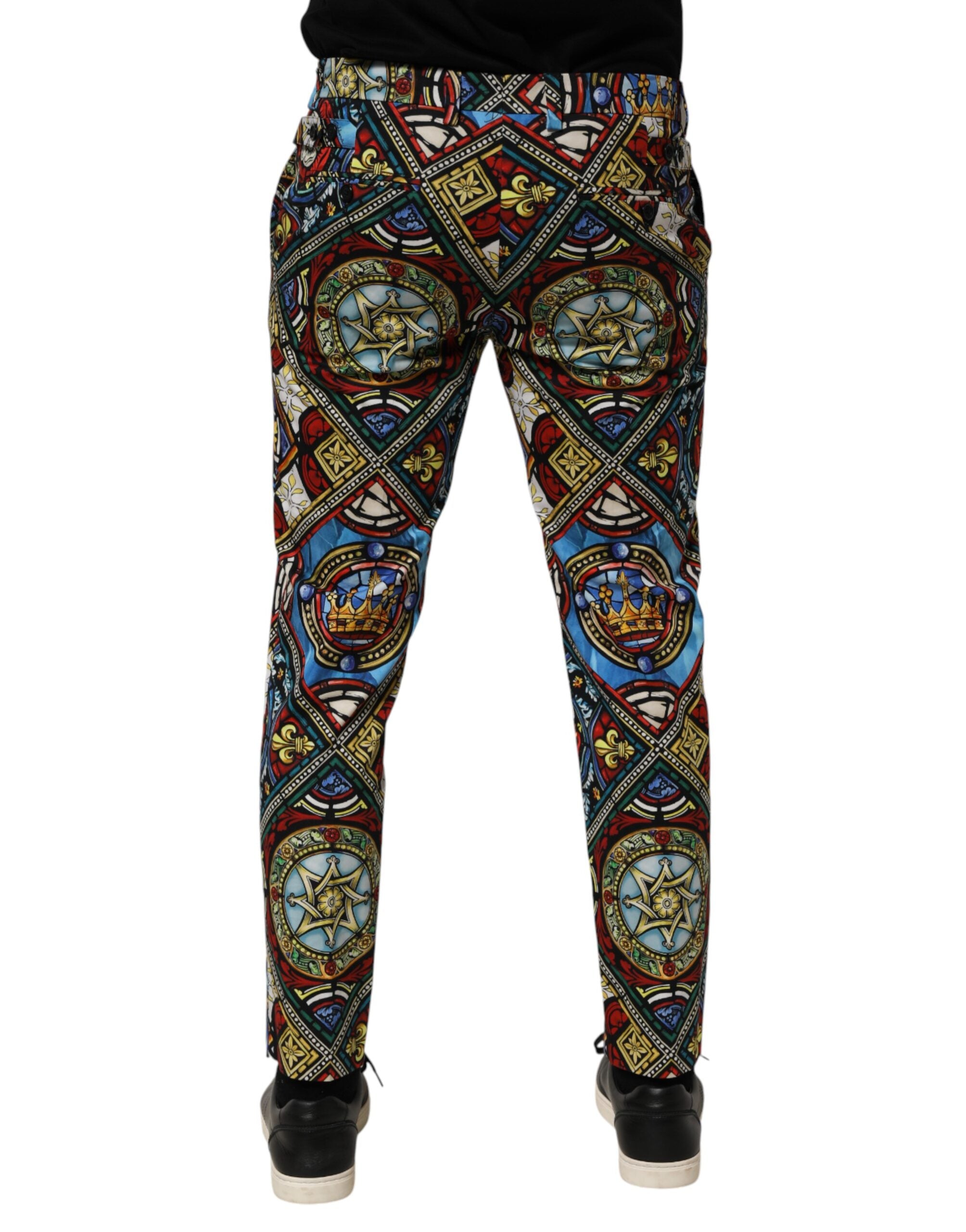 Multicolor Stained Glass Window Style Print Men Pants - ventzia